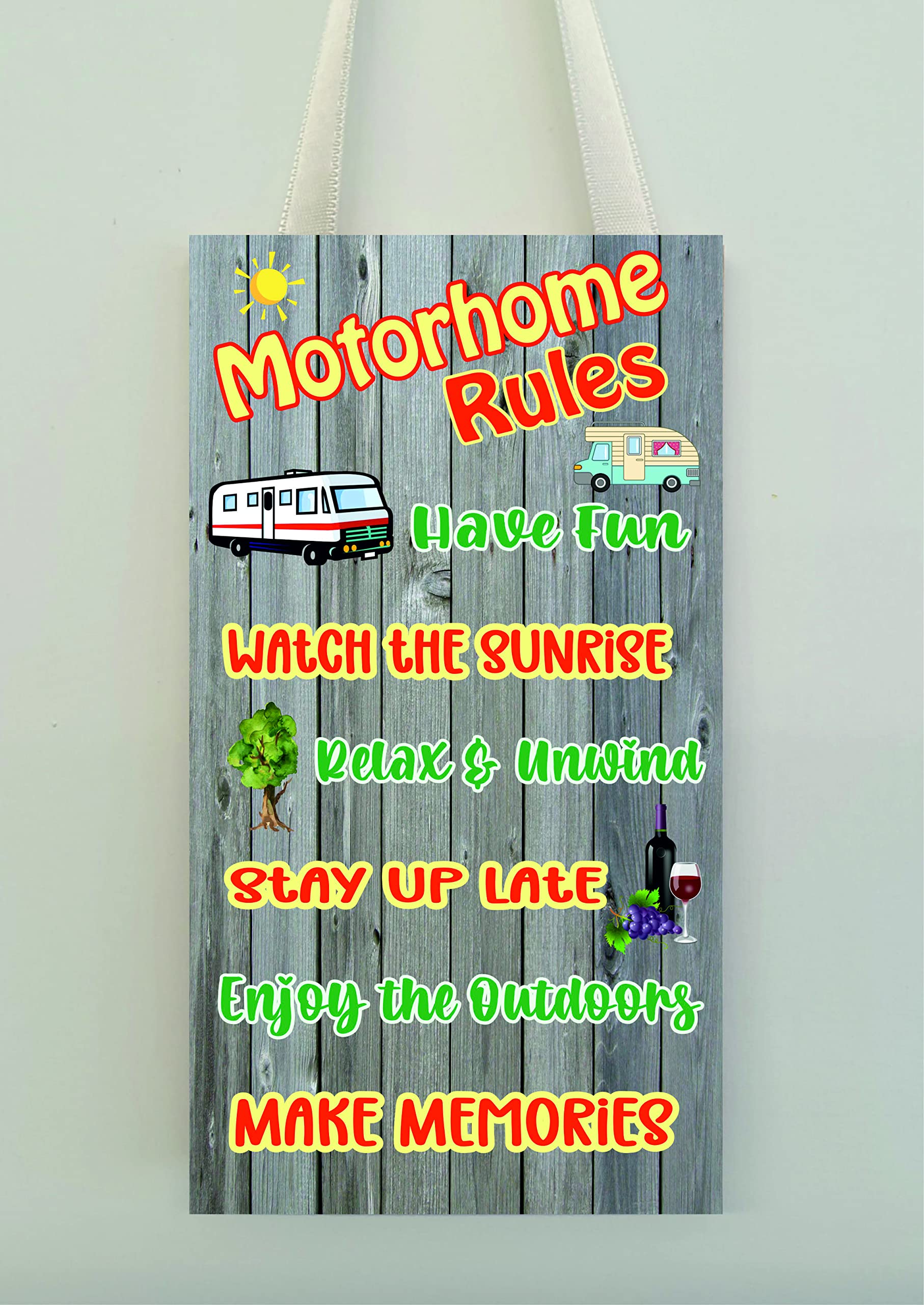 Decalarama Funny Motorhome Plaque - Motorhome Rules - Motorhome Gift, Cheeky, Birthday Gift - Novelty Gift/Present Uk Seller