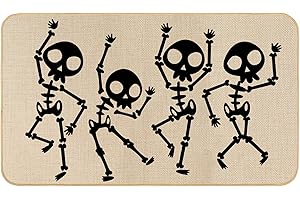 AnyDesign Skeleton Rug Runner Halloween Door Mat Human Skull Spooky Halloween Floor...