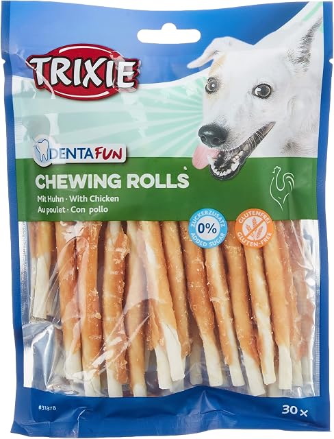 Trixie 31378 Denta Fun Przysmak dla Psów Roladki z Kurczaka do Żucia 240g