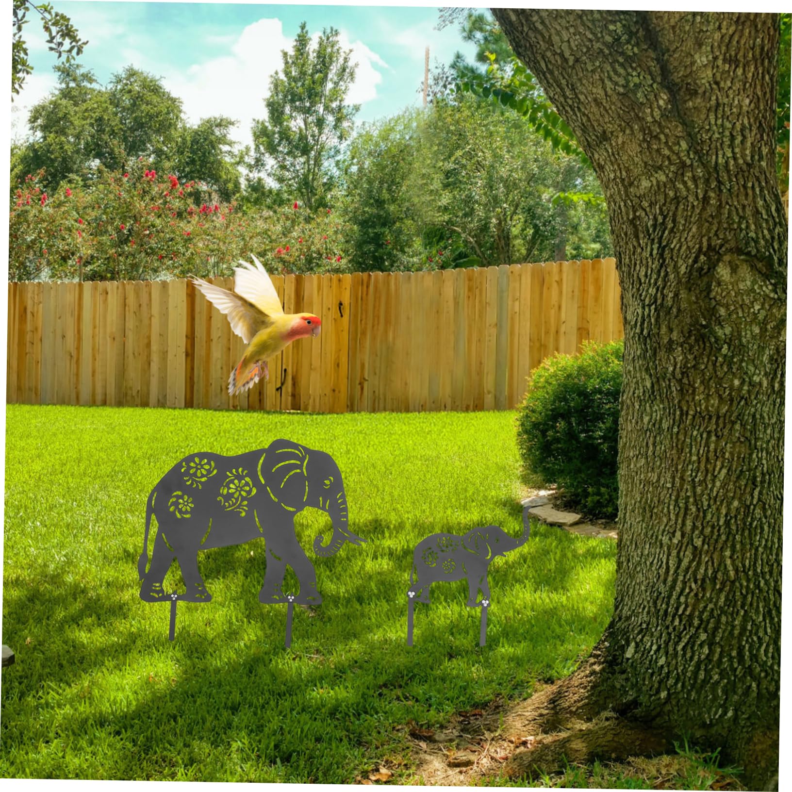 HANABASS Puntali da Giardino Animale in Ferro Neri, 2 Pezzi | Decorazione per Vialetto e Prato, Uso Esterno, Installazione Semplice, Decorazione Animale per Appassionati di Giardino