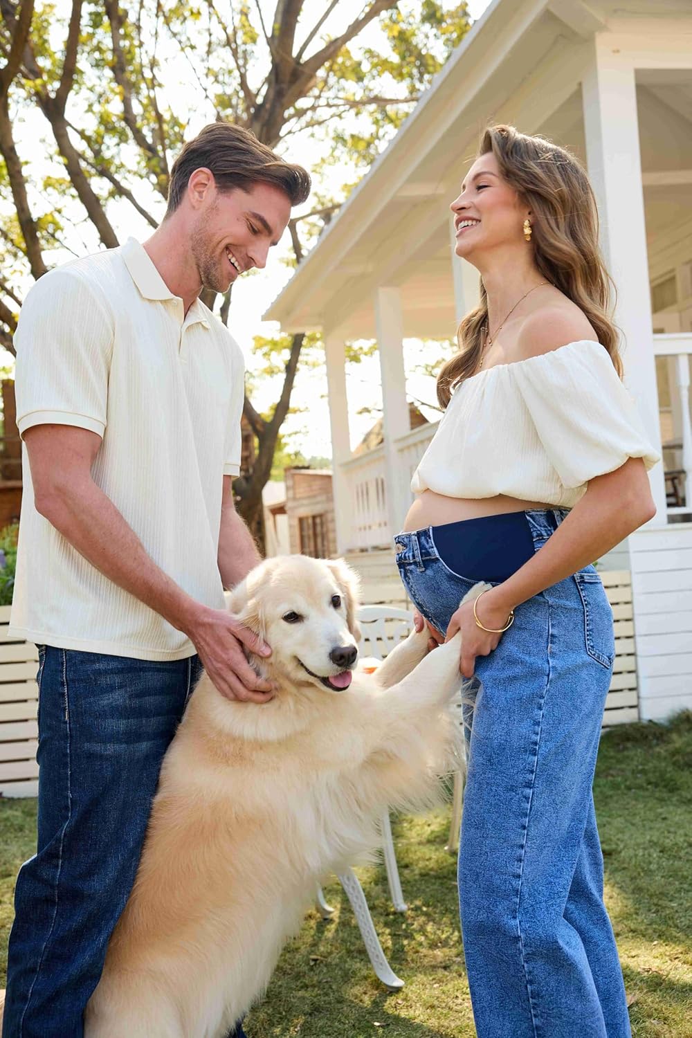 BLENCOT Maternity Jeans for Women High Waist Straight Leg Pregnancy Denim Pants with Pockets - Image 3