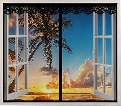 Cortina magnética para ventana de 175 x 125 cm, color negro, con absorción magnética, antimosquitos, cierre automático, para todo tipo de ventanas.