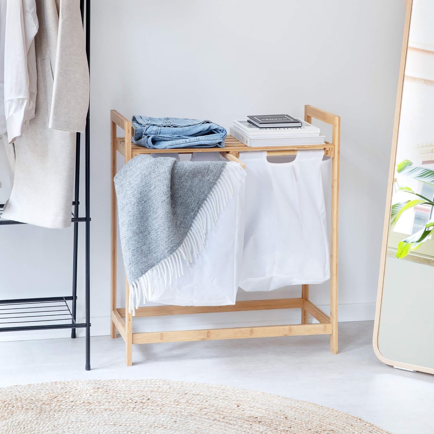 Lіmіtеd Stосk Navaris Bamboo Laundry Hamper - Pull-Out Dirty Clothes Compartment Drawers for Bedroom, Bathroom - Wooden Self Assembled Laundry Compartments Nеw Arrіvаlѕ Navaris Bamboo Laundry Hamper - Pull-Out Dirty Clothes Compartment Drawers for Bedroom, Bathroom - Wooden Self Assembled Laundry Compartments