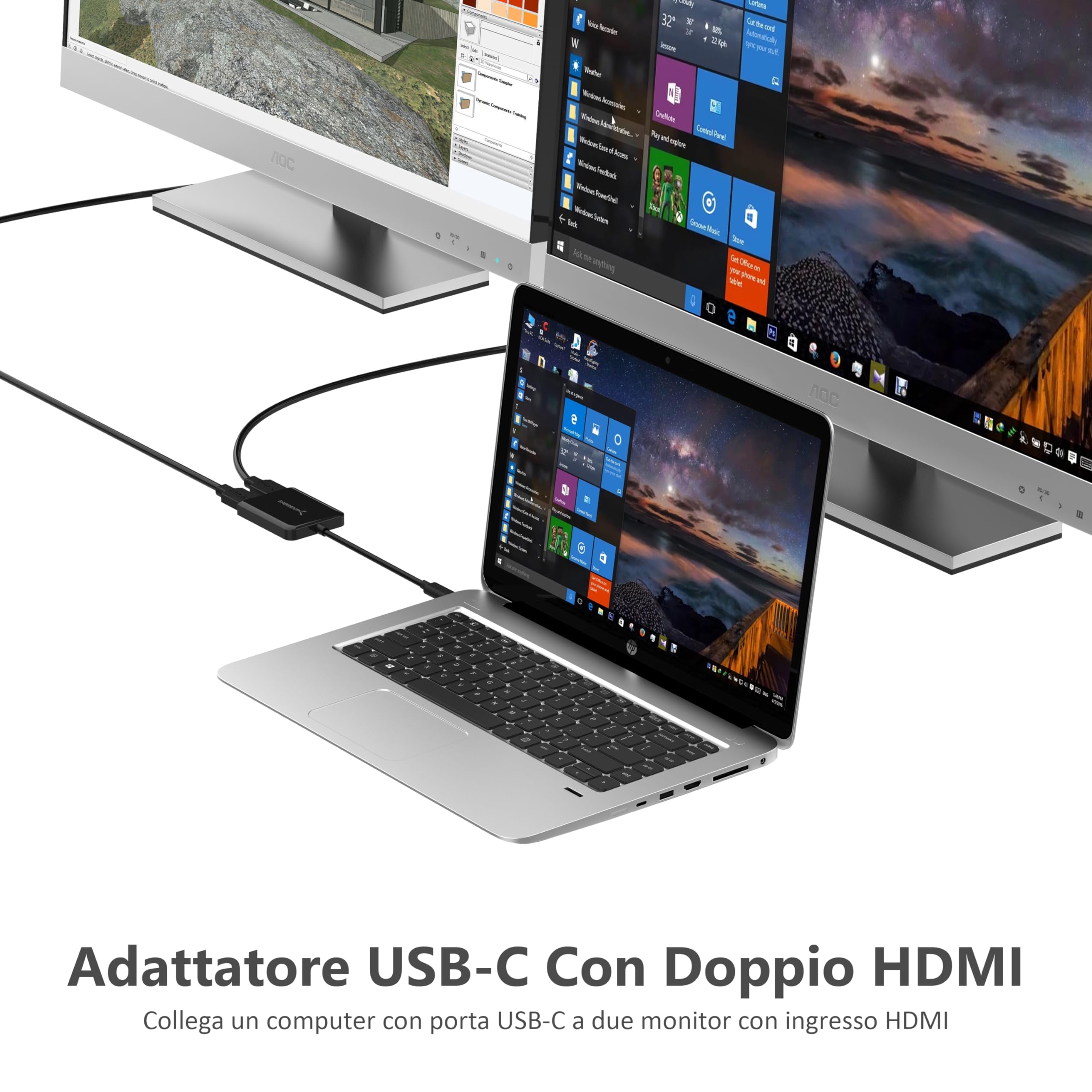 SABRENT Adattatore da USB Tipo C a Doppio HDMI [Compatibile Solo con i Sistemi Windows] (DA-UCDH)