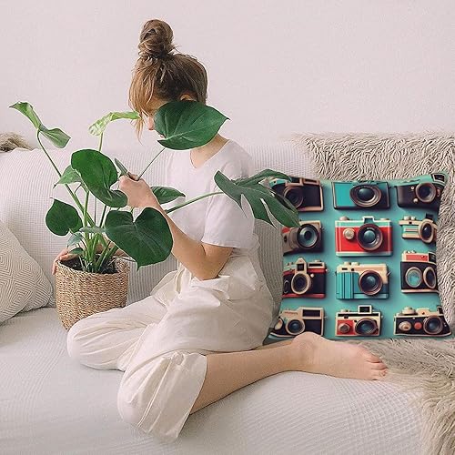 Miniatura 9 de Retro Cool Camera Collection Print Decorative Linen Pillow Covers, Couch Throw Pillows, Square Cushion Covers, Spring Home Decor