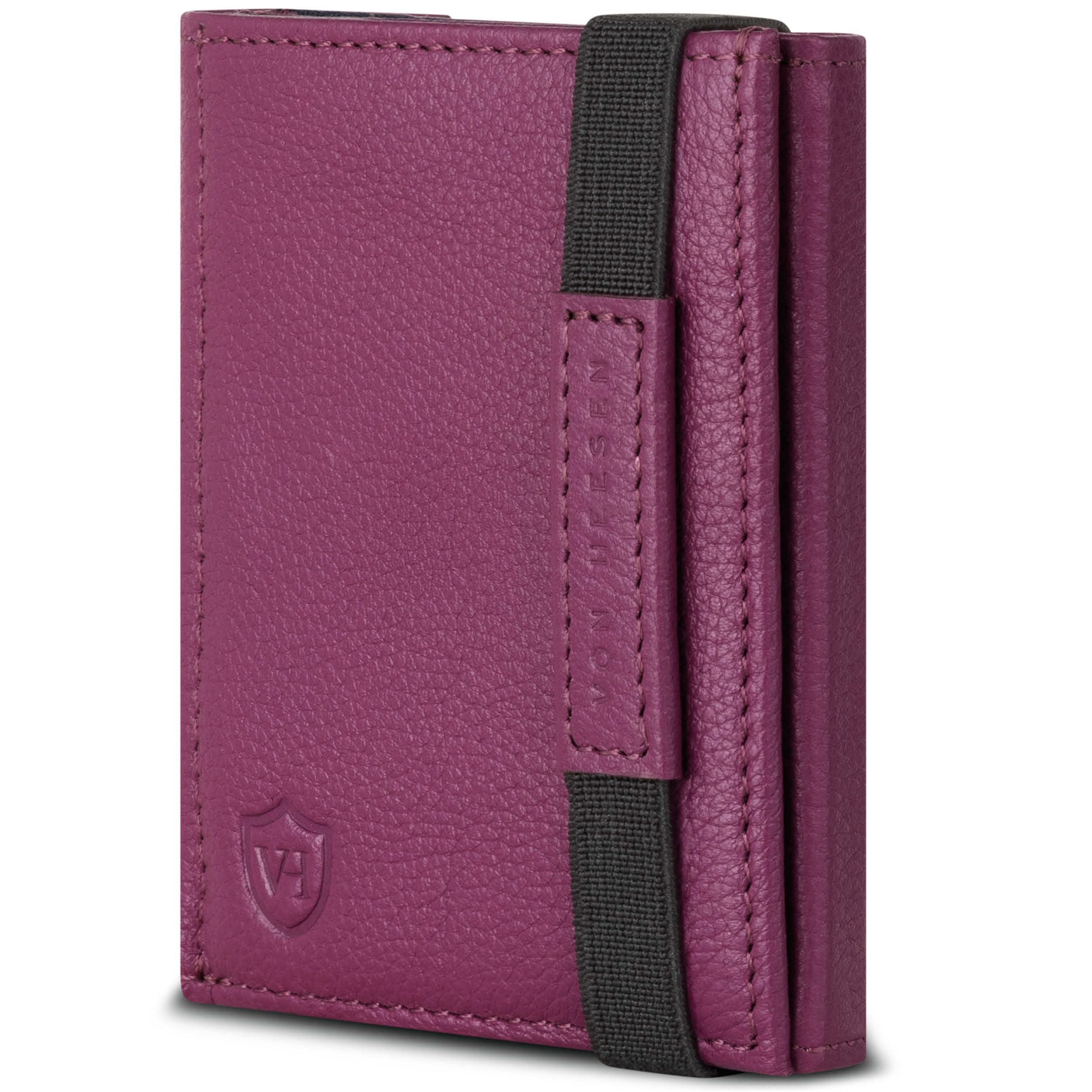 VON HEESEN Slim Wallet mit Münzfach & RFID-Schutz - Mini Geldbörse Herren & Damen - Kartenetui Kreditkartenetui - Portmonee Geldbeutel Portemonnaie klein Pink