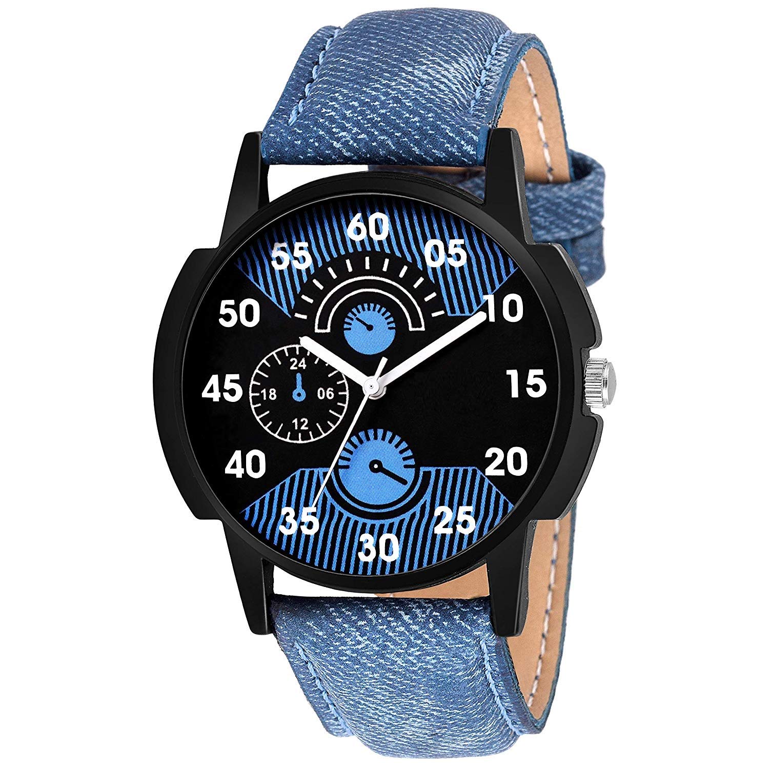 HORCHIS Casual Analog Black & Blue Dial Mens Leather Watch-HORC_ENT_11106 (B08BG3WB6R) Amazon Price History, Amazon Price Tracker