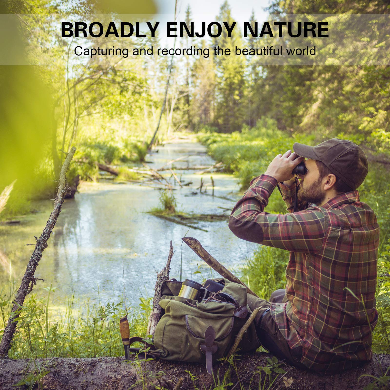 Binocolo 10x42 HD for adulti e bambini, binocolo da caccia impermeabile con obiettivo BAK4 Prism FMC, binocolo portatile e compatto for birdwatching, caccia, concerti, viaggi, regalo for la festa del