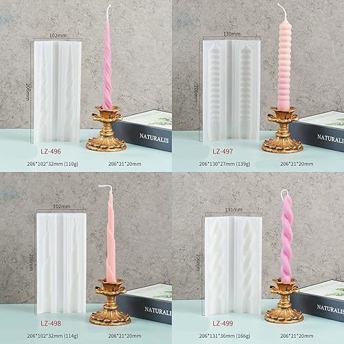 Miniatura 6 de Paquete de 8 moldes de vela en espiral, molde de pilar para velas, molde de vela cilíndrica, molde de resina para hacer jabón, moldes de silicona