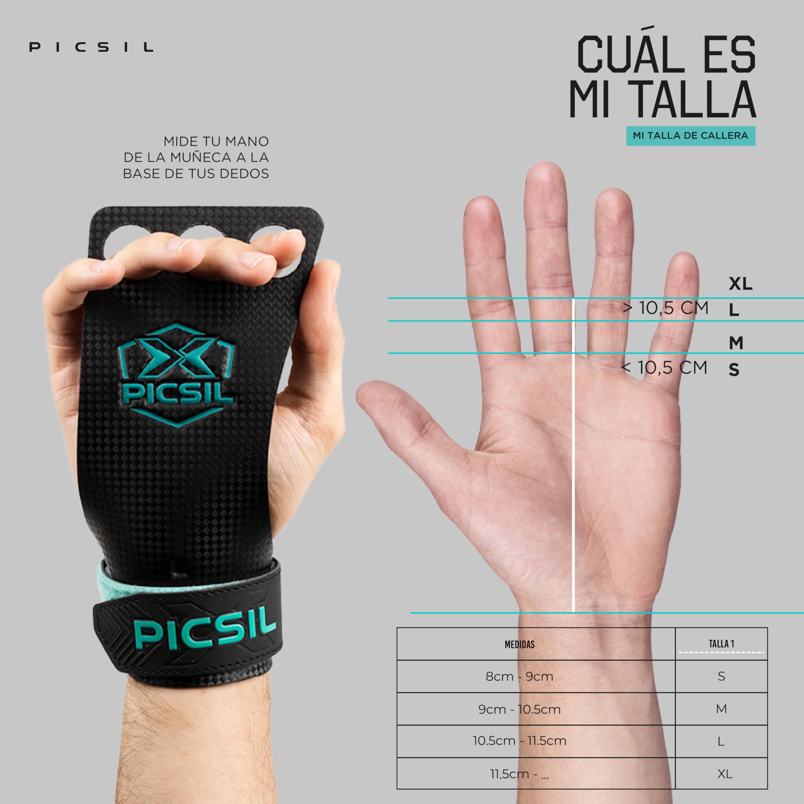 PICSIL Calleras Falcon para Cross Training, Material de Fibra de Carbono, Uso con Magnesio, Agarre en Todas Superficies y Tipo de Barras — view 5
