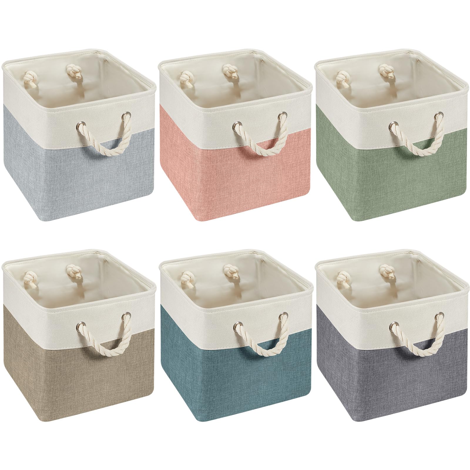 Paniers de rangement pliables avec poignées robustes Geiserailie lot de 6 cubes