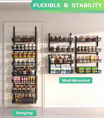 Miniatura 4 de Mefirt Organizador de despensa sobre la puerta, estante de especias de montaje en pared, almacenamiento y organización para colgar en la despensa, 8