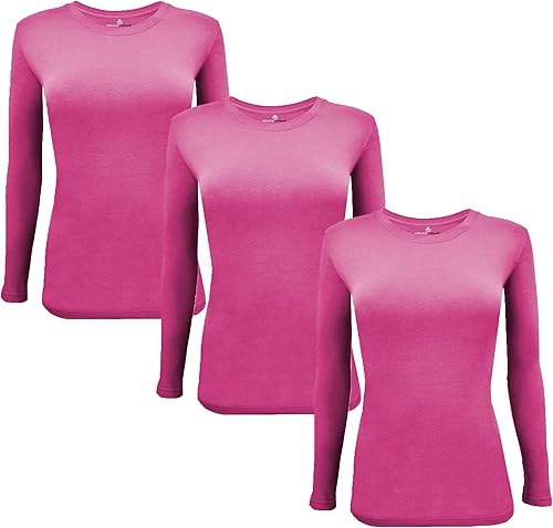 Miniatura 8 de Natural Uniforms Camiseta Under Scrub para mujer, cuello redondo, manga larga, paquete de 3, paquete múltiple de 3