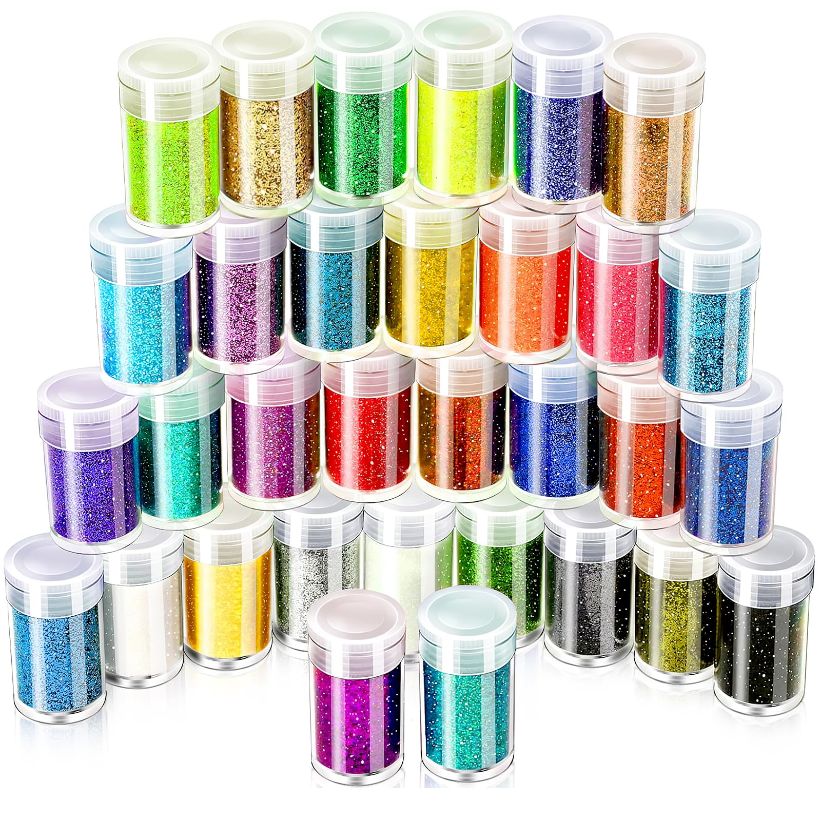 JOLIGAEA Purpurina 32 Colores, Purpurina Manualidades, Purpurina Fina Purpurina Holográfica, Purpurina para Resina Epoxi, Juego de Purpurina para Maquillaje, Pelo, Arte, Corporal, Manualidades