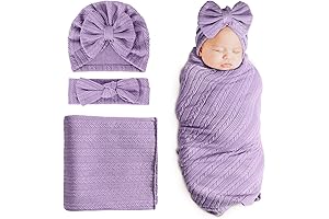DRESHOW BQUBO Newborn Receiving Blanket Baby Girls Toddler Warm with Bow Headband
