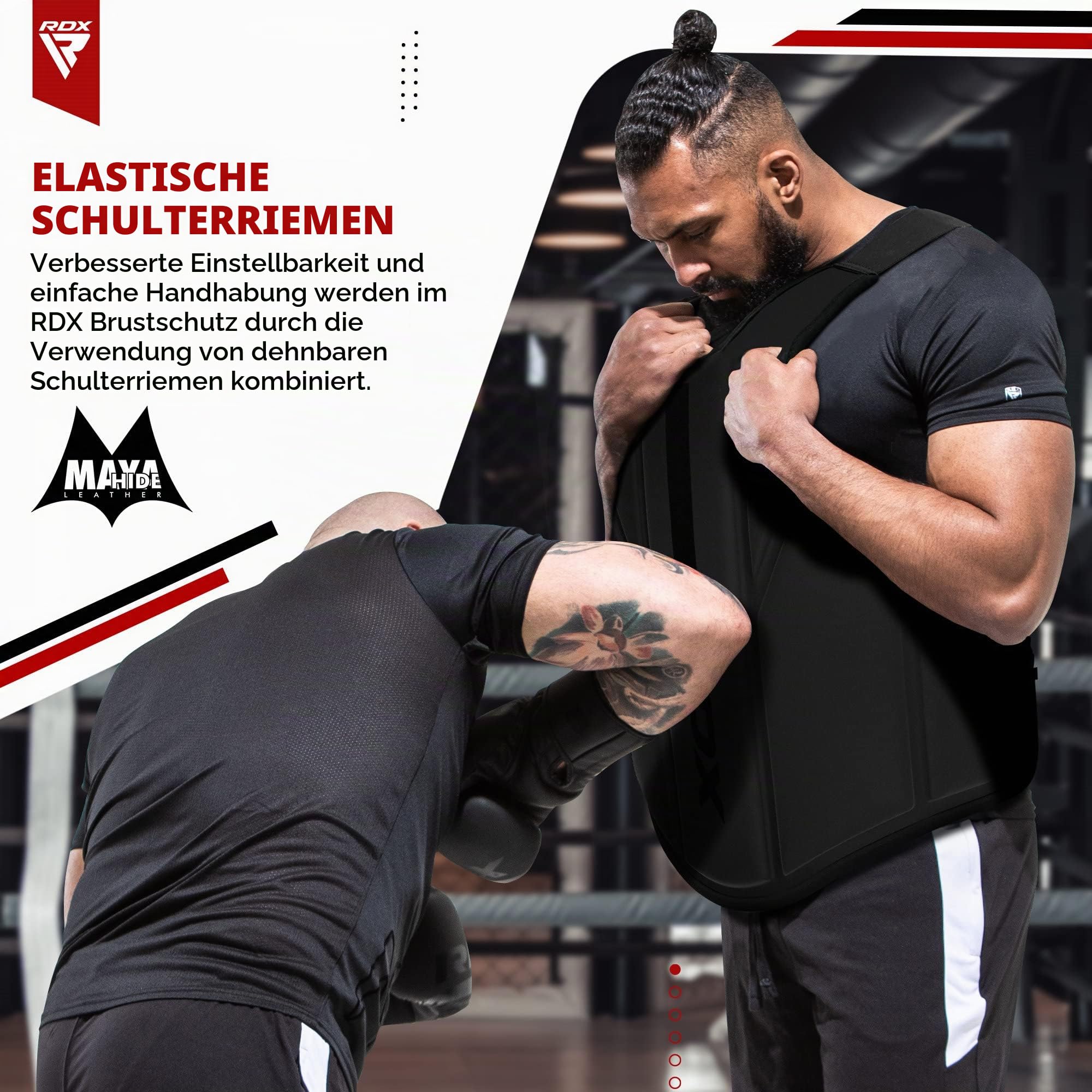 RDX Körperschutz Kampfsport, Maya Hide Leder Bauchschutz perfekt für Kickboxen, MMA Training, Muay Thai, Kampfsport, Boxtraining, Verstellbar Kampfweste Verwendung in Heim- und Fitnessstudio-Workouts
