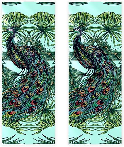 GIAPB 4Pcs Yoga Towel, Microfiber Gym Towels Sports Fitness Workout Sweat Towel for Gym,Peacock and Palm Leaves
