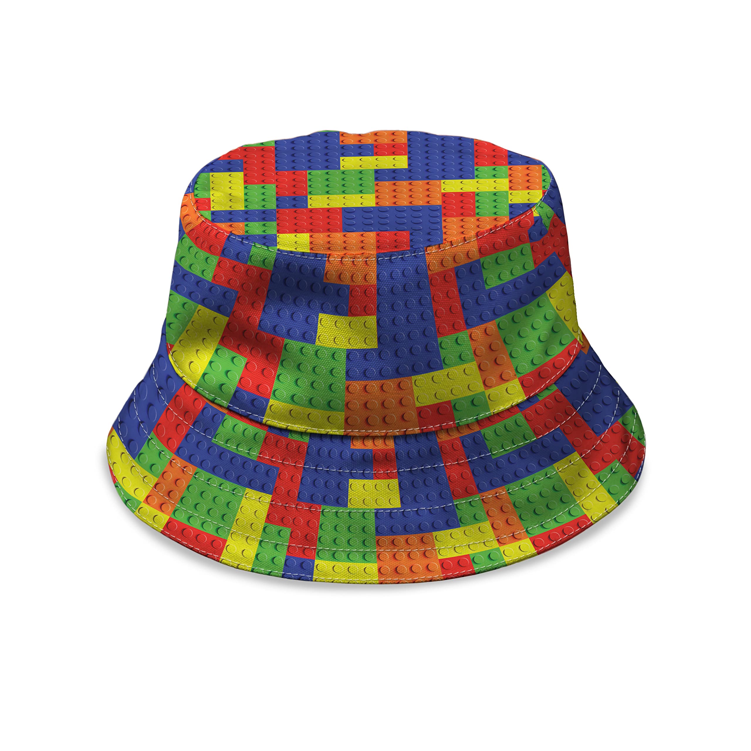BRITISH MADE GIFTS Building Blocks - Bucket Hat | Fashion Sun Cap Packable Outdoor Fisherman Hat for Women and Men (as8, Alpha, x_s) Multicoloured