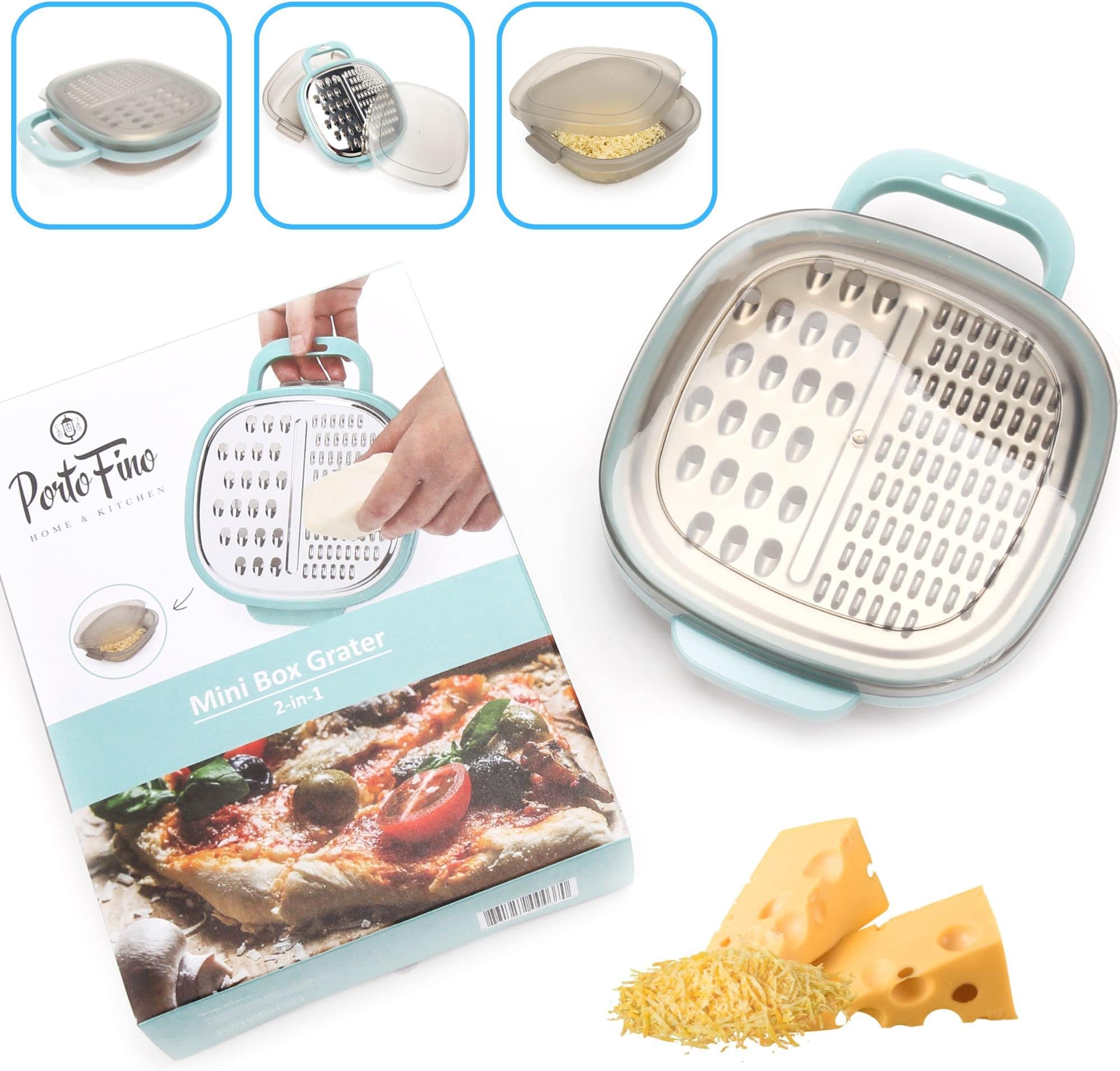 Cheese Grater with Garlic Crusher Box Grater Cheese Shredder Cheese Grater with