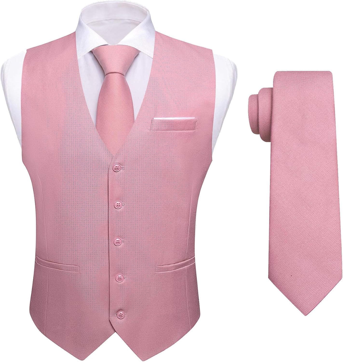 YOHOWA Men's Formal Suit Vest and Tie Set Business Casual Waistcoat Solid Colors Wedding Western Tuxedo Vest V-Neck