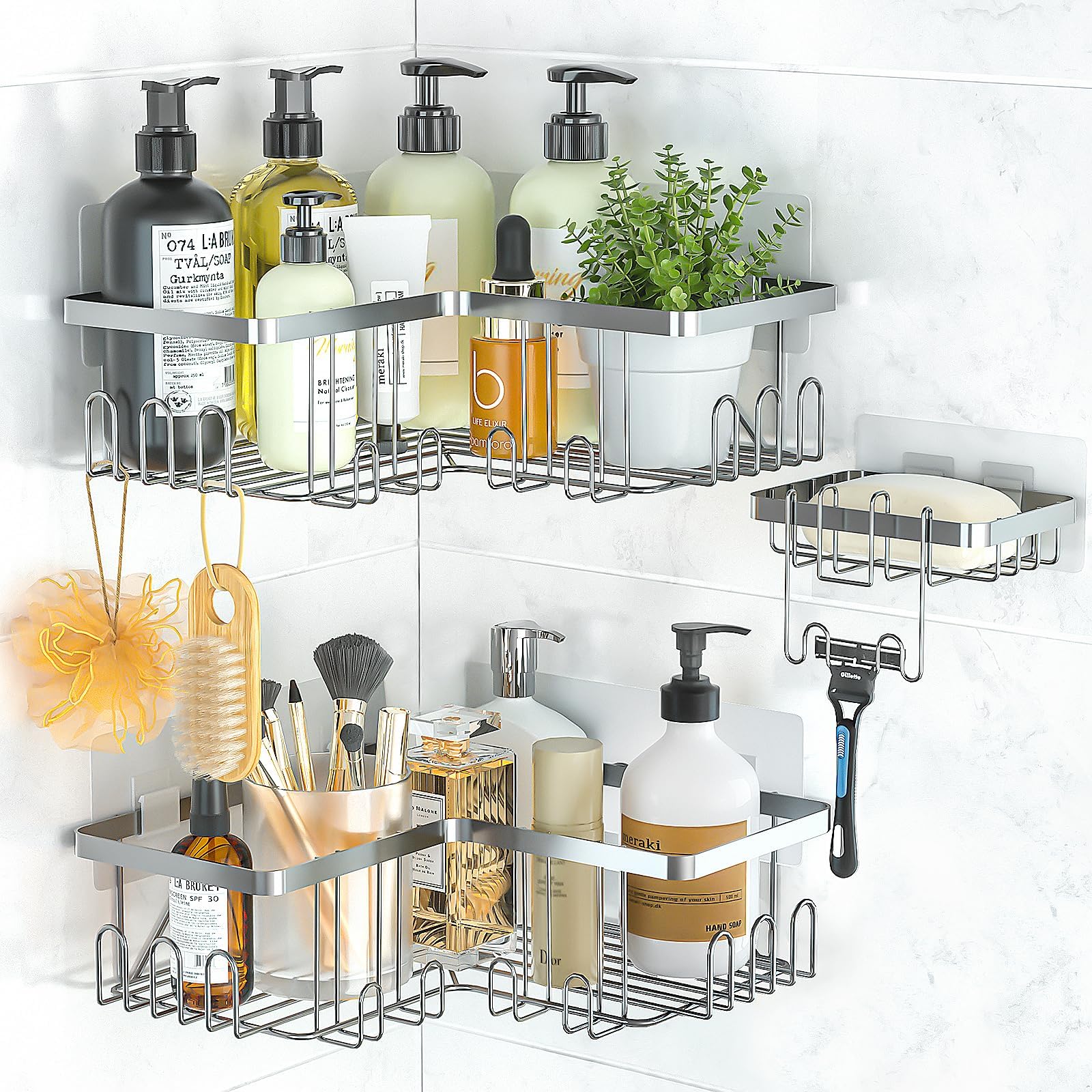 Hocookeper Duschablage 5-teilig - Ohne Bohren Badezimmer Organizer Set Schwarz