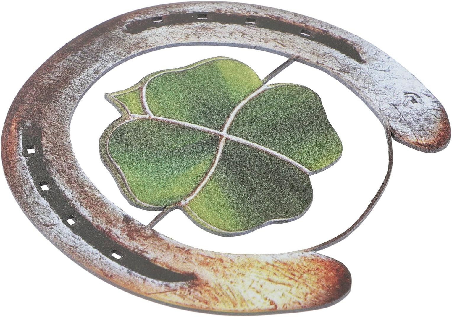 OSALADI Four Leaf Clover Horseshoe Decorative Pendant Wall Hanging Ornament for Home Interiors, Metal Lucky Shamrock Wall Decor Accent for Living Room, Kitchen, Family Spaces