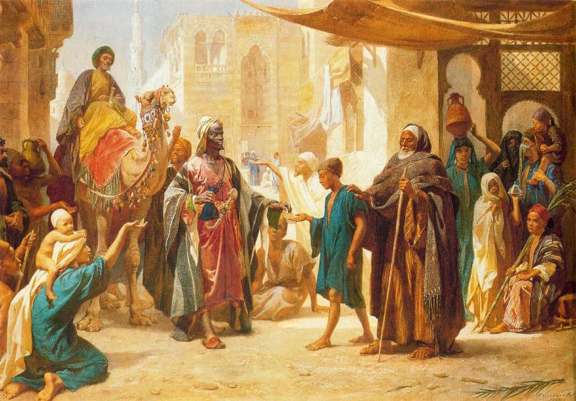 POSTERIIk Vintage Art Print Images Pictures Print Sheik Distributing Alms Frederick Goodall Modern Colour Posters for Office Home Decor 60x90cm
