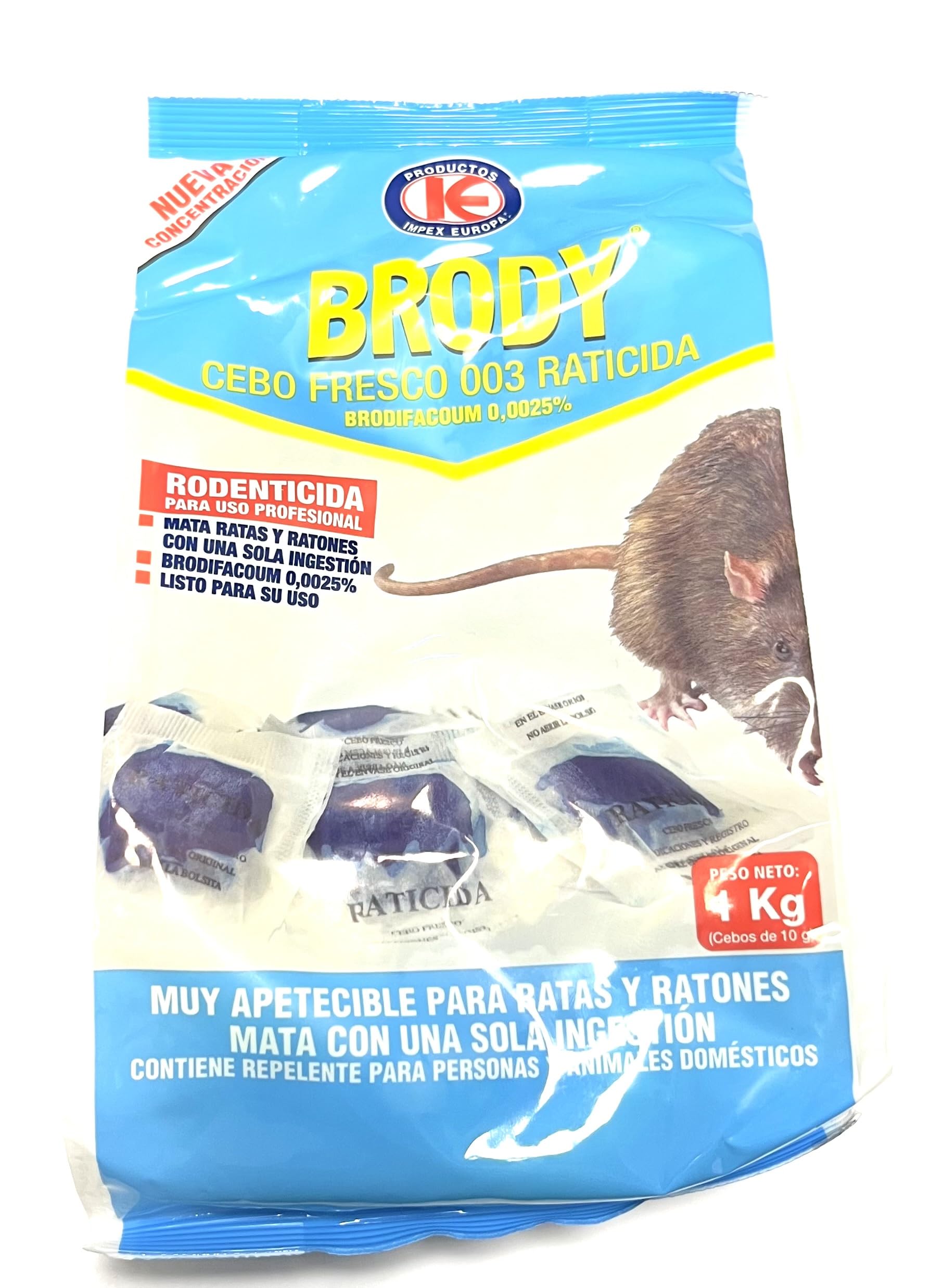 Todo Cultivo Raticida Cebo Fresco brodifacoum 0,5kg Mata Ratas y Ratones con una Sola ingestión.