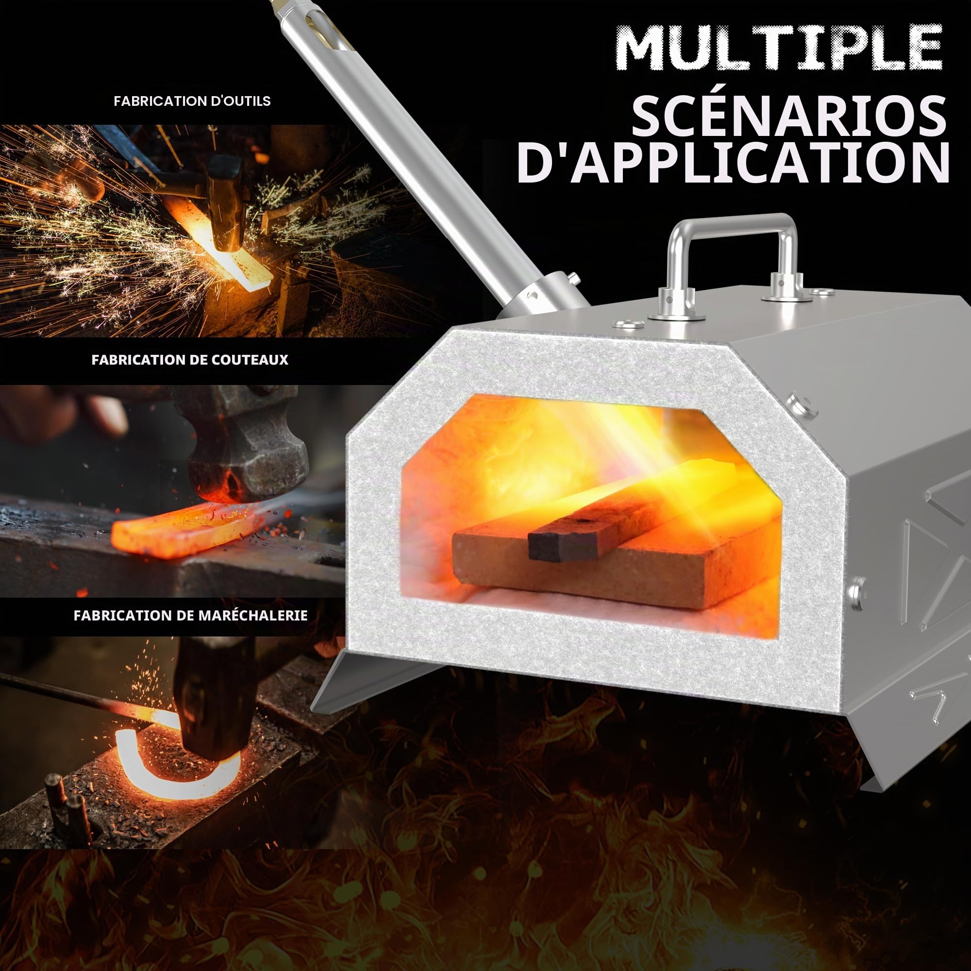 Nelyrho 1 kit de forge forge au propane | 1 426,7 °C haute température, acier inoxydable, design portable, forge, fabrication de couteaux et travail des métaux
