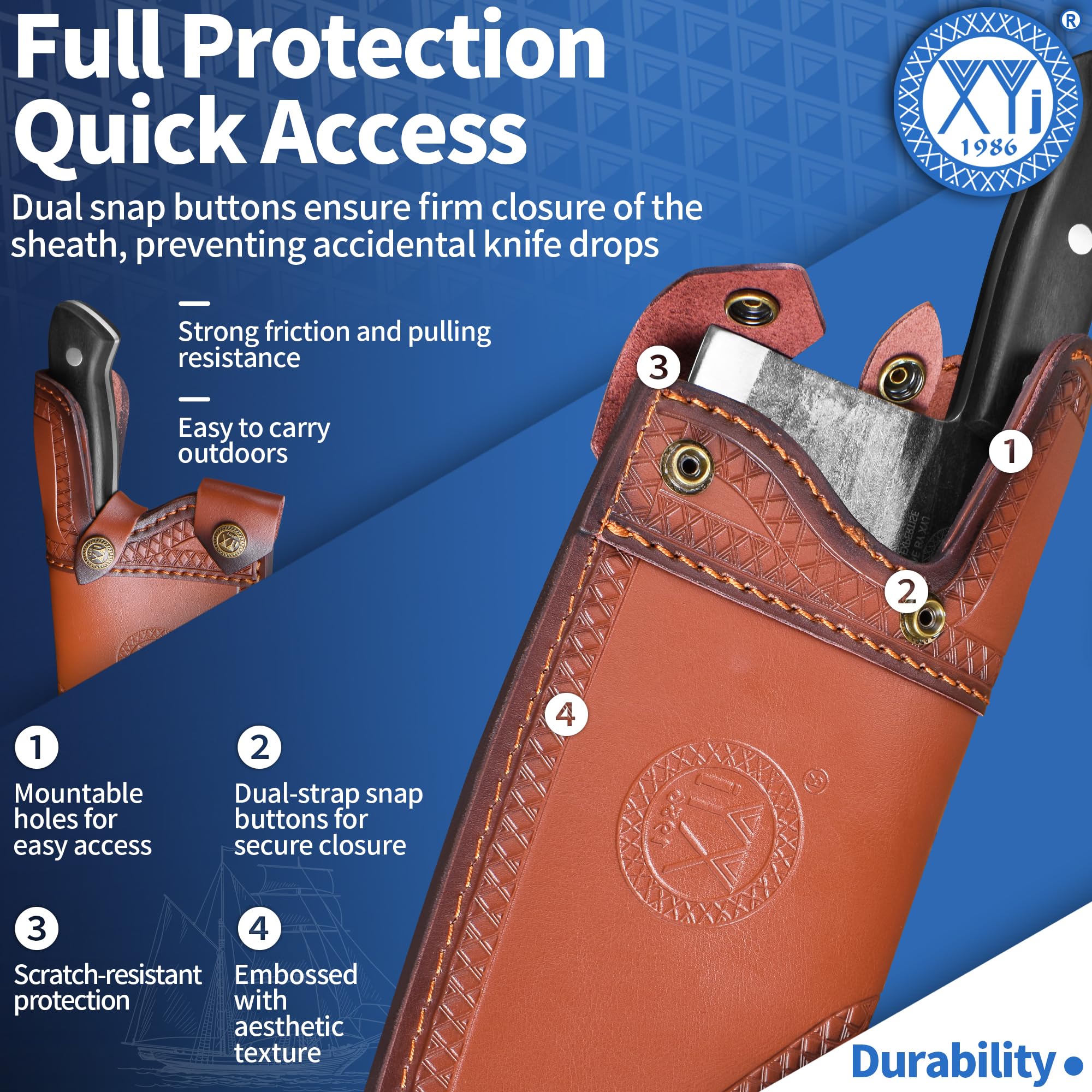 Sheath Protector Snapklik.com : Leather Sheath For Butcher Knife, Wide Blade Kitchen ...