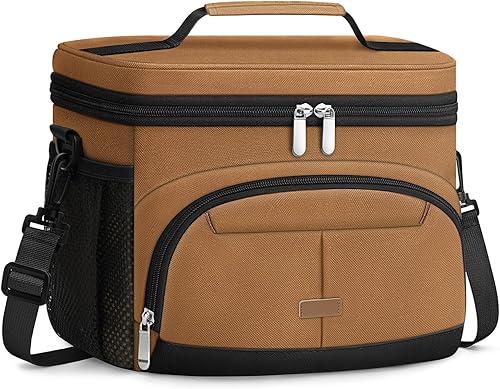 Vista 18 de Caja de almuerzo Pritent para hombre y mujer, bolsa de almuerzo aislada, bolsa refrigerante a prueba de fugas, bolsas de almuerzo con asa extraíble