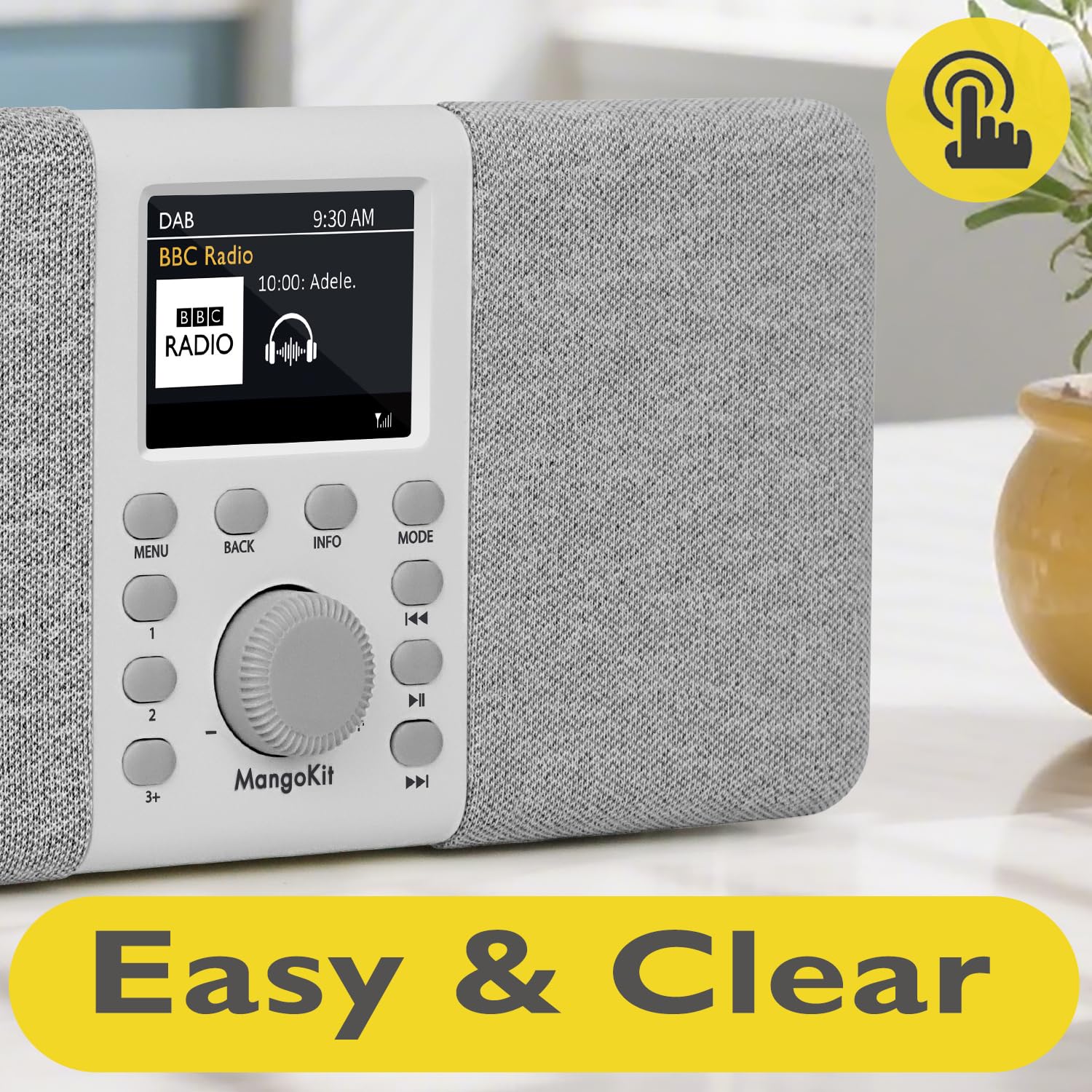 MD5 Stereo DAB Radio mit Bluetooth,DAB Plus Radios,Digitalradio,UKW Radio,Tragbares Dab Radios,Küchenradio mit Netzbetrieb und Batterie,Farbdisplay,Alarme,Uhr,Schlummerfunktion-Steingrau