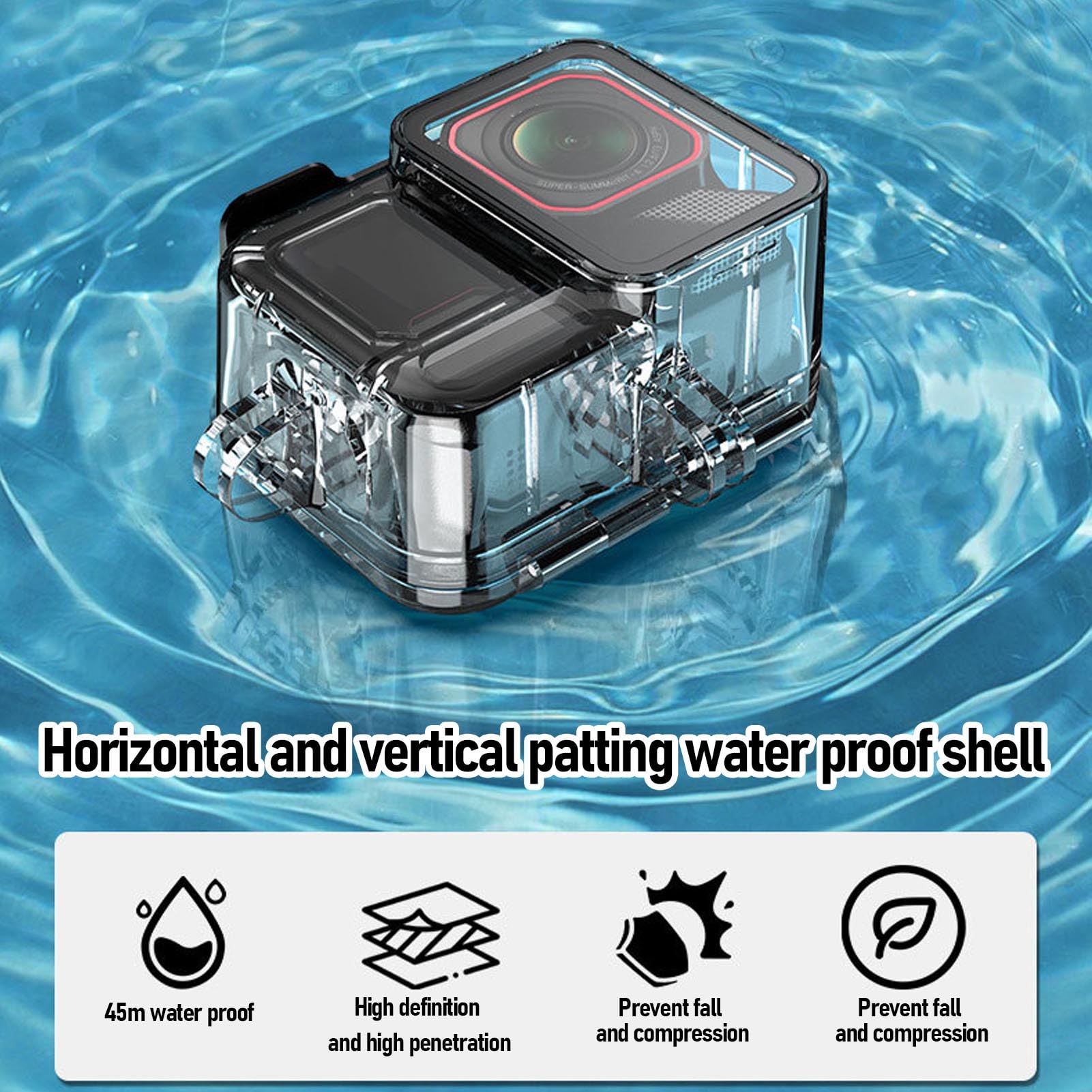 Dive Case for 360 Ace Pro 2, 45m/147.6ft Water Proof Diving Case Support Horizontal and Vertical Switching, Underwater Housing Cover Shell with Bracket for 360 Ace Pro 2