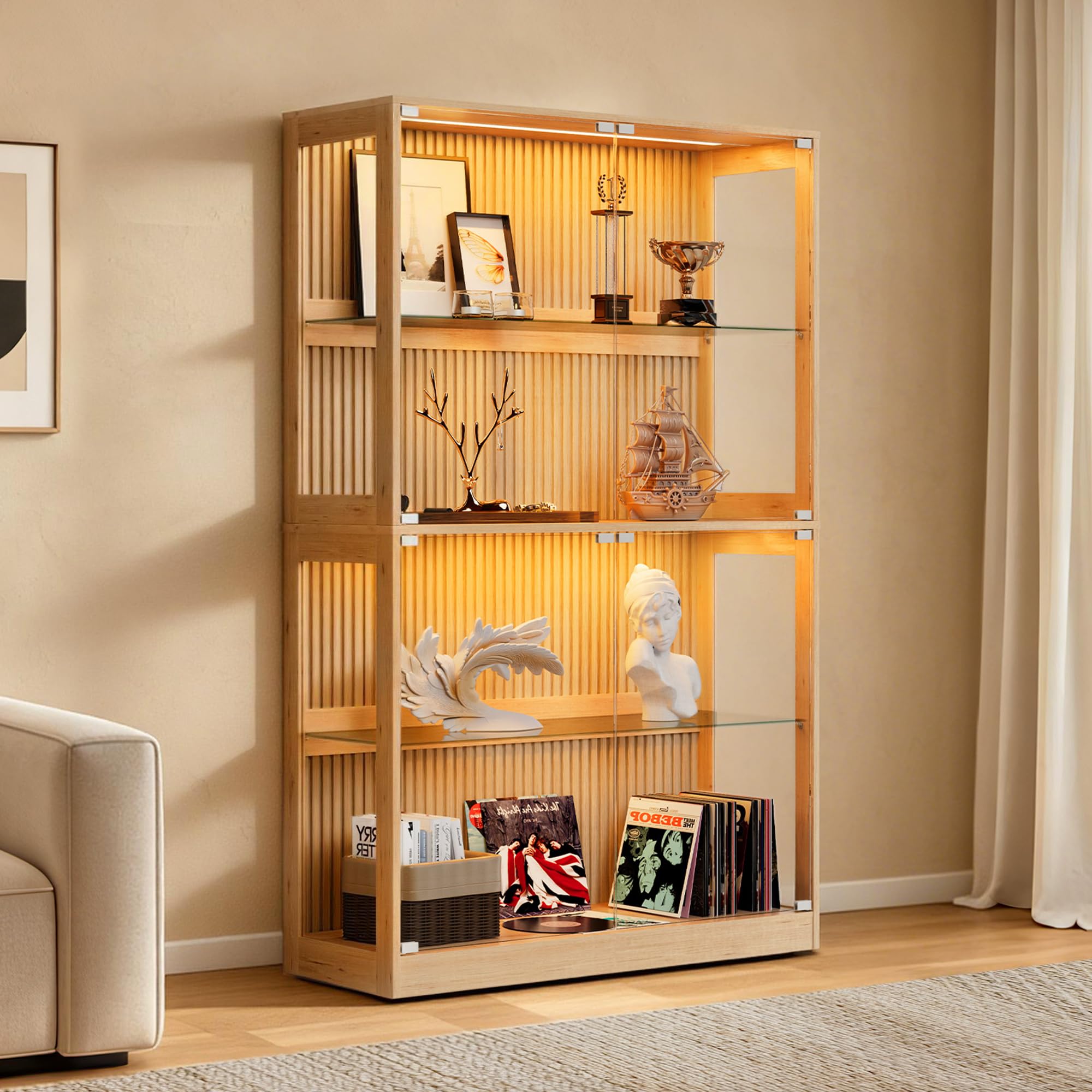 AMERLIFE 45-Inch RGB Display Cabinet with Glass Doors
