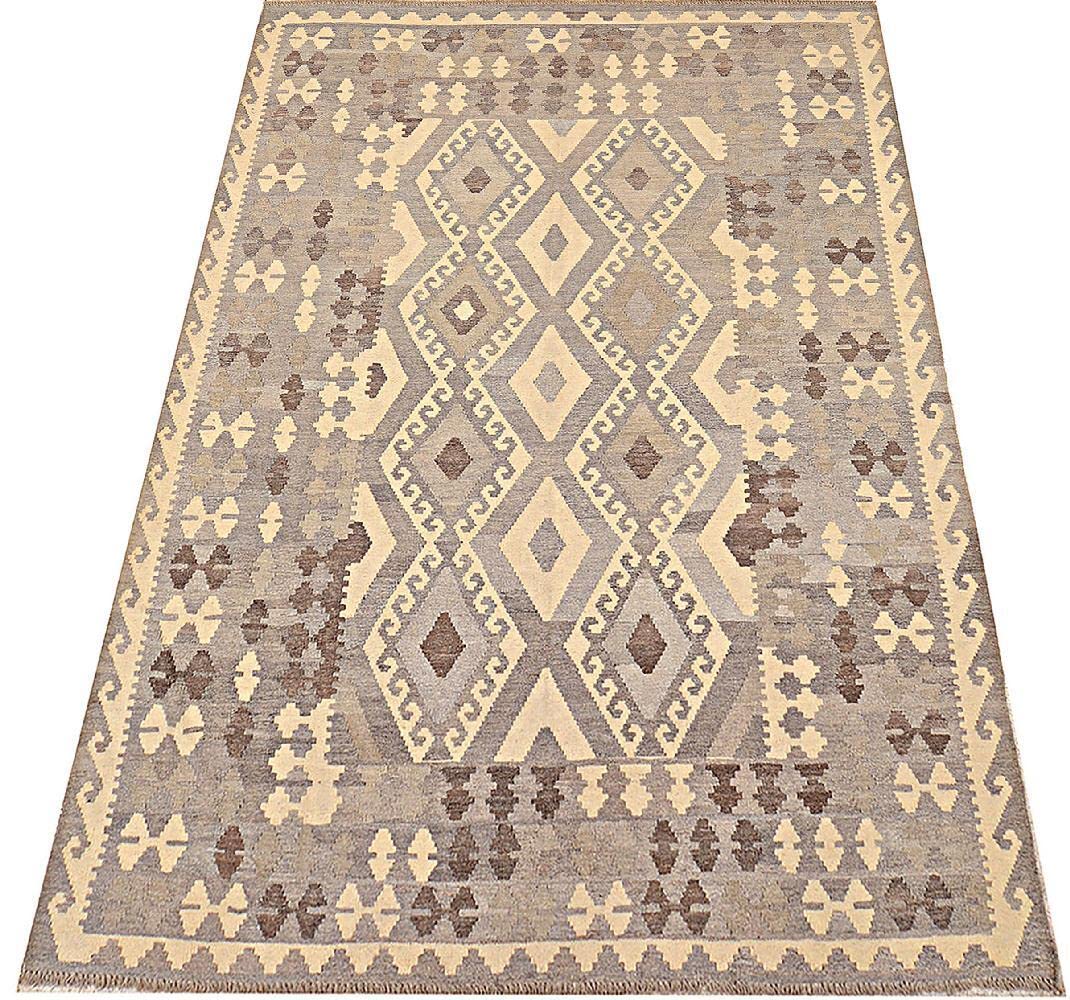 Afghan Kelim Old Style Natural Tapis tissé à la main Beige géométrique C 200 x 300 cm