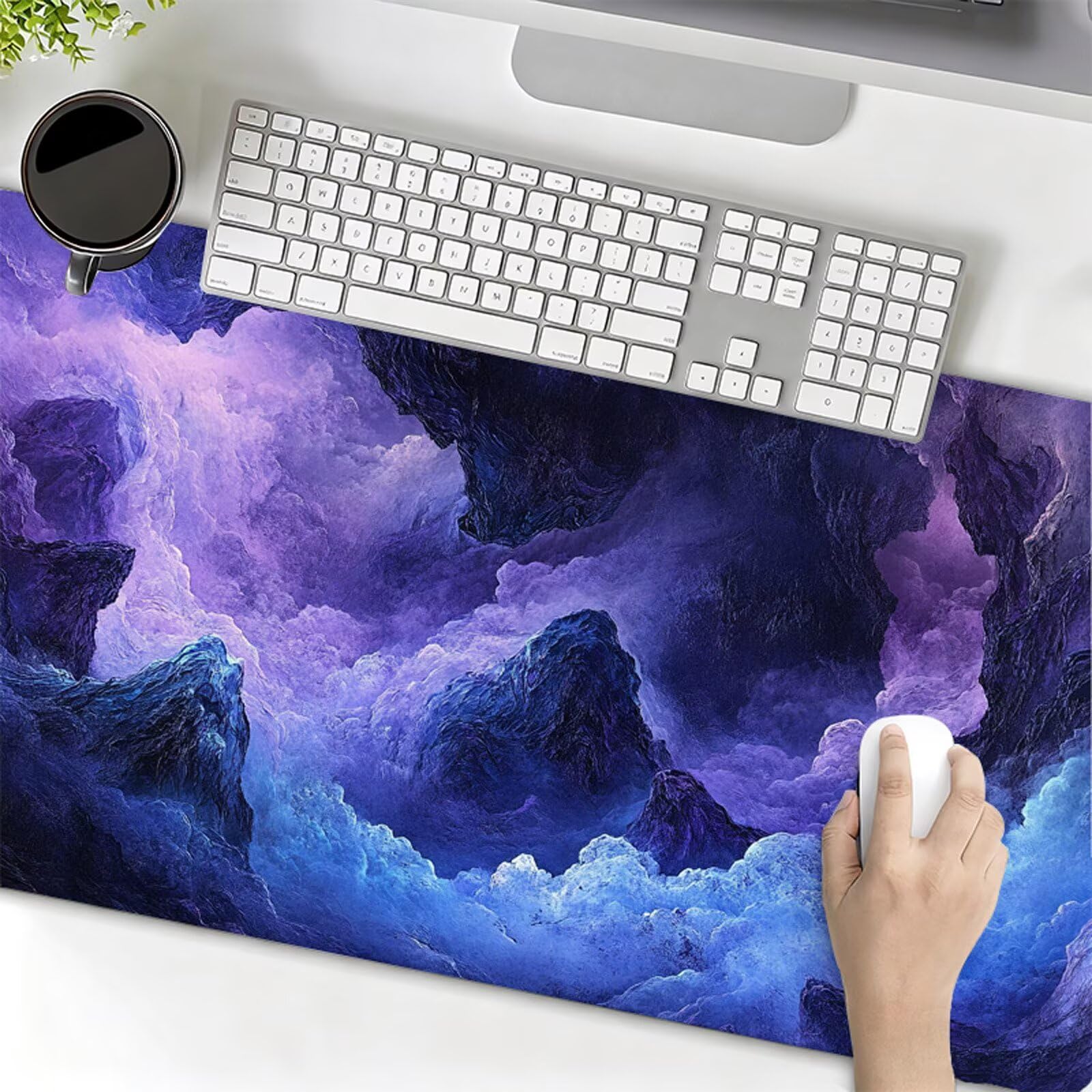 Podkładka pod mysz XXL 1200x600x3mm fioletowa podkładka pod mysz podkładka pod mysz górska poprawia precyzję i szybkość, wodoodporne antypoślizgowe, szyte krawędzie, akcesoria do gier, komputer