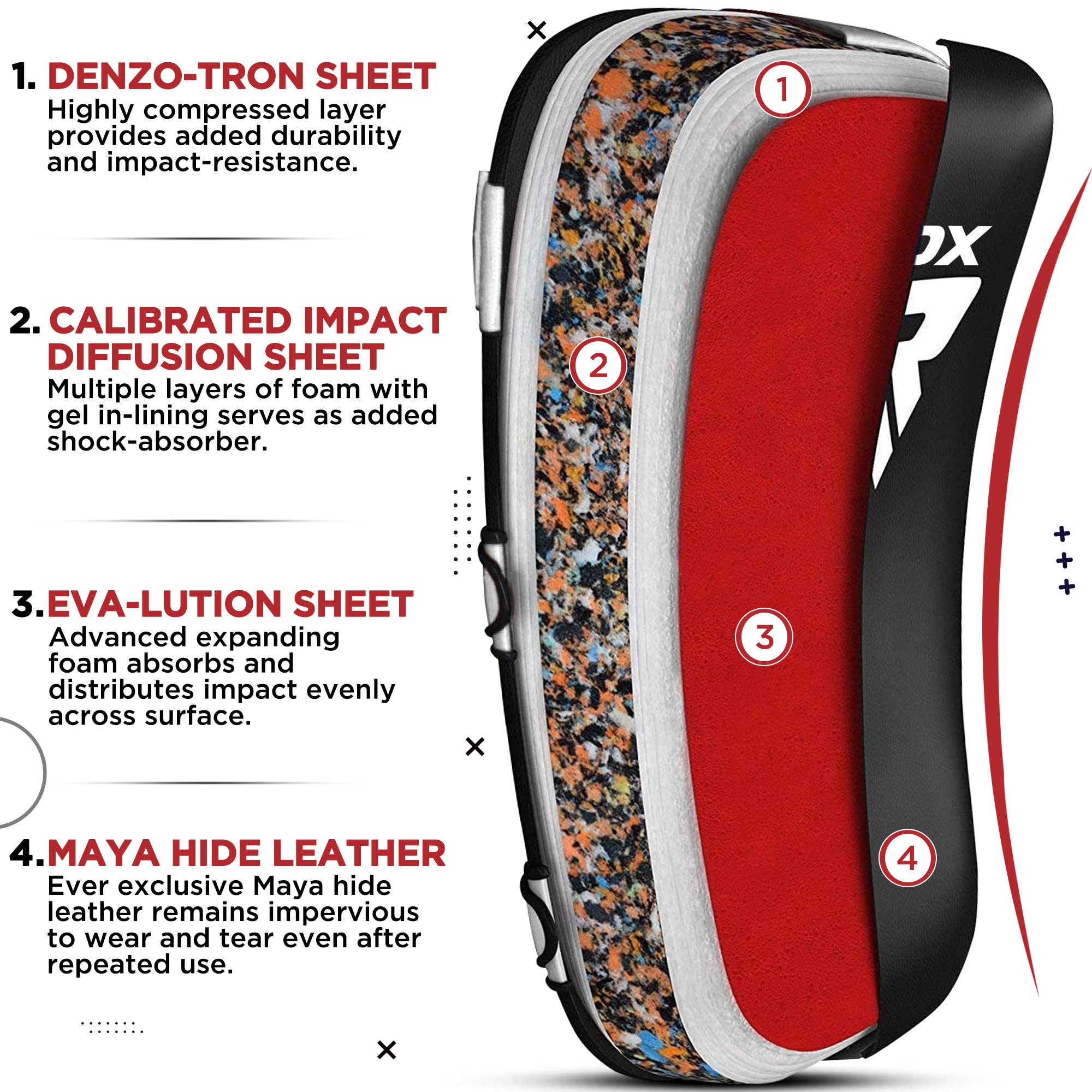 RDX Colpitori In Arti Marziali Allenamento, Maya Hide Pelle, Scudo Sciopero Thai Pao Pads, Strike Pastiglie Scudo Boxe, Muay Thai Kick Boxing MMA Taekwondo,Pacchetto Contiene Pezzo Unico (Un solo pad)