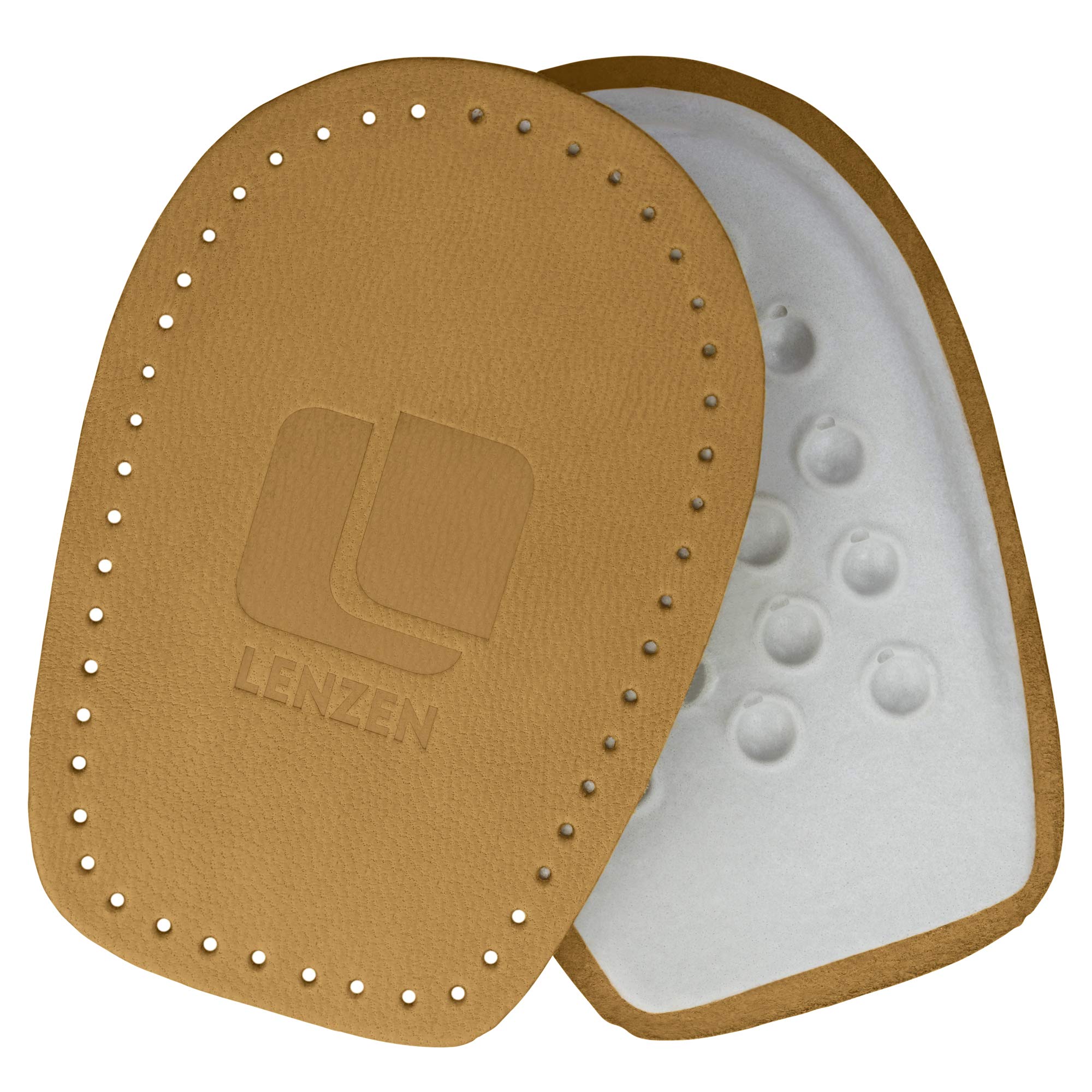 2 Paires De Coussinets Talon Lenzen - Cuir De Mouton - Mousse Latex - Anti-Dérapant