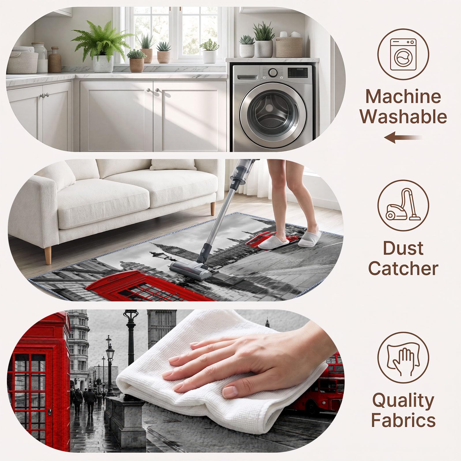 Tapis de Salon Rue Ville Londres Big Ben 120x170cm, pour Chambre