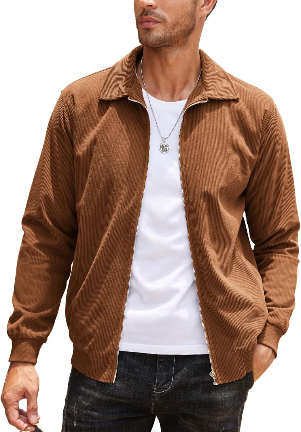 COOFANDY Men’s Casual Corduroy Jacket Lightweight Zip Up Vintage Jacket Collared Bomber Jacket COOFANDY Men’s Casual Corduroy Jacket Lightweight Zip Up Vintage Jacket Collared Bomber Jacket