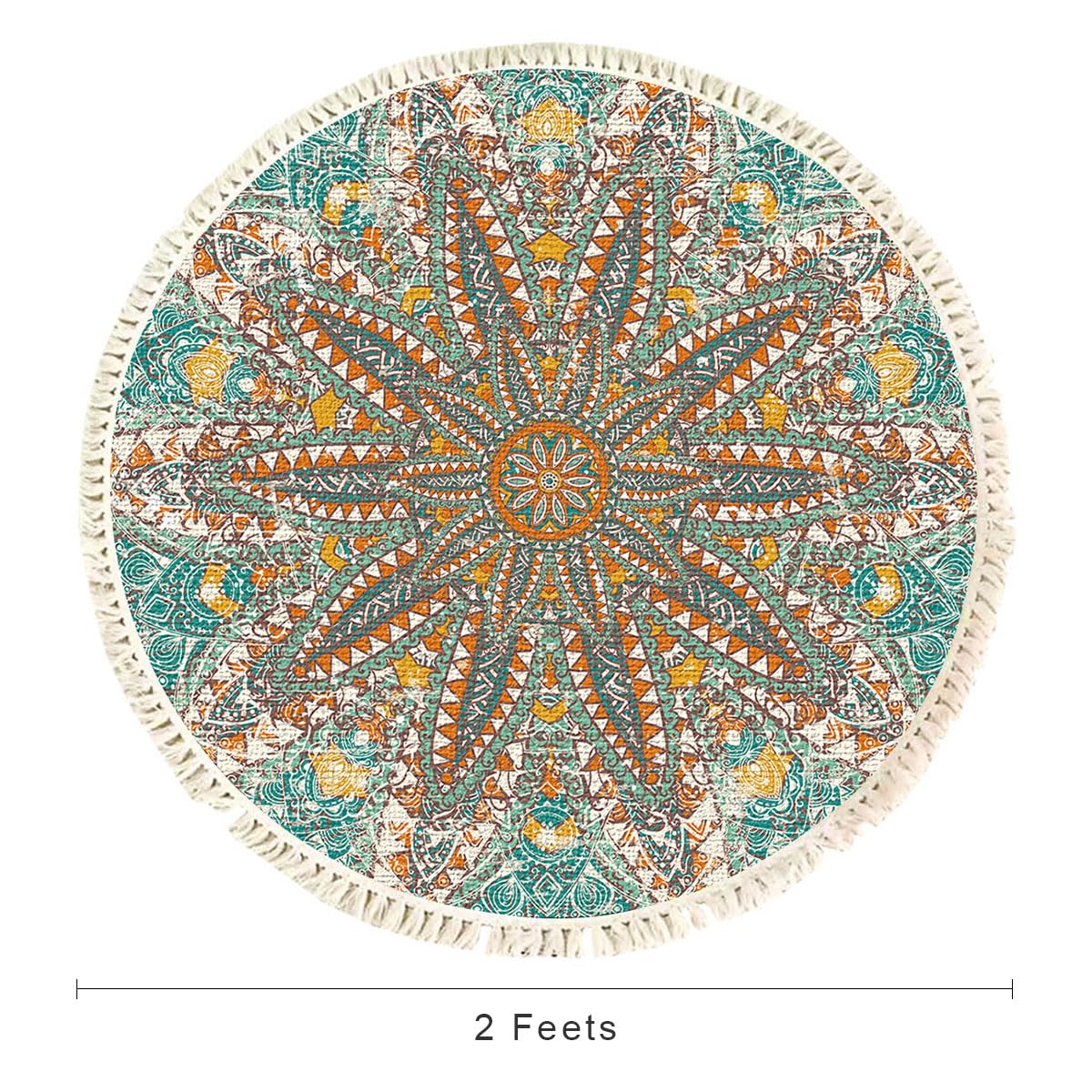 Terafeels Small Rugs Round Area Rugs for Living Room 60 cm Soft Boho Starfish Pattern Carpet Rug Non Slip Machine Washine Bedside Floor Rug for Bedroom Entryway Laundry Bathroom Kitchen 60x60 - Image 3