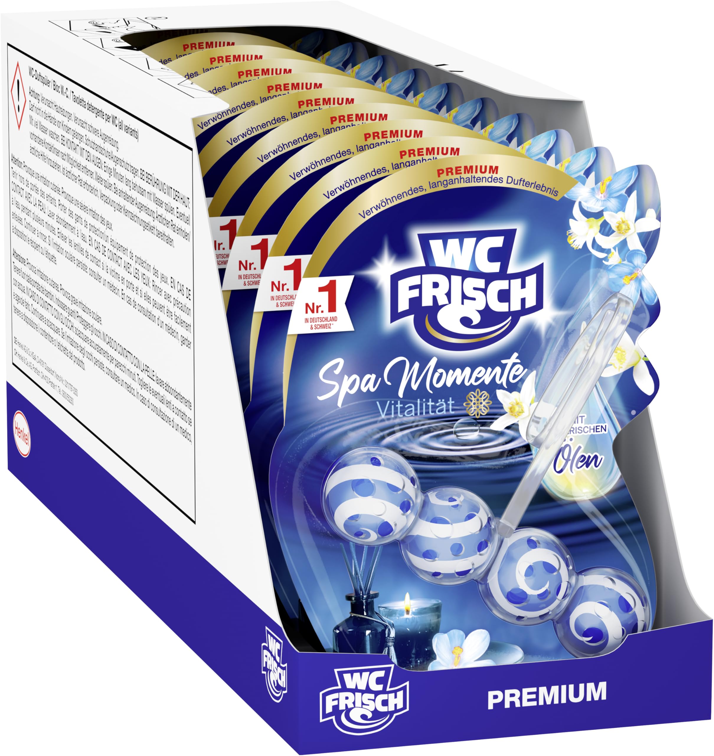 WC-Frisch Spa Momente Vitalität Lot de 10 pierres de toilette (10 x 50 g) avec huiles essentielles luxueuses, pierre WC pour une expérience parfumée dorlotante et durable