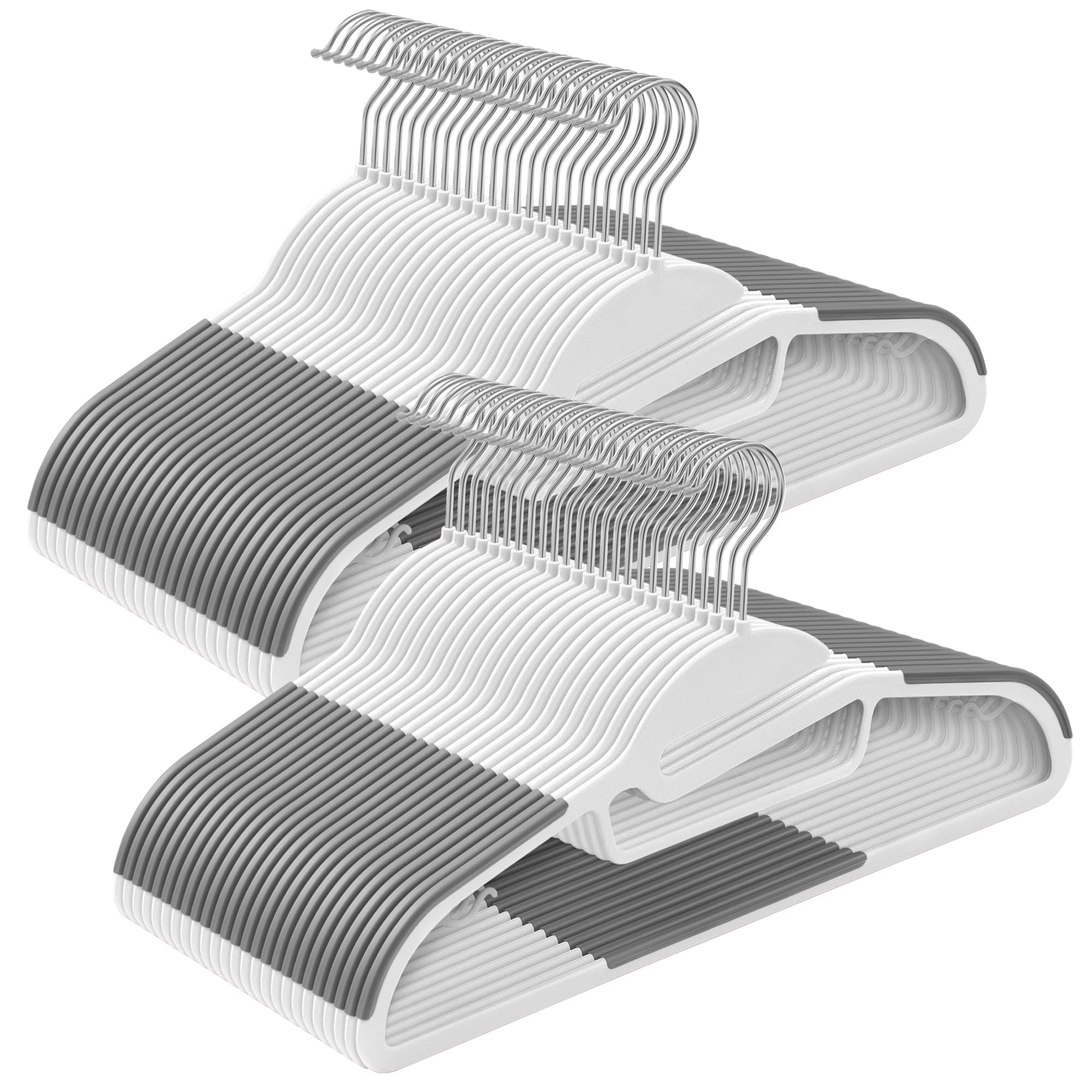 Space Saving Clothes Hangers, White + Grey