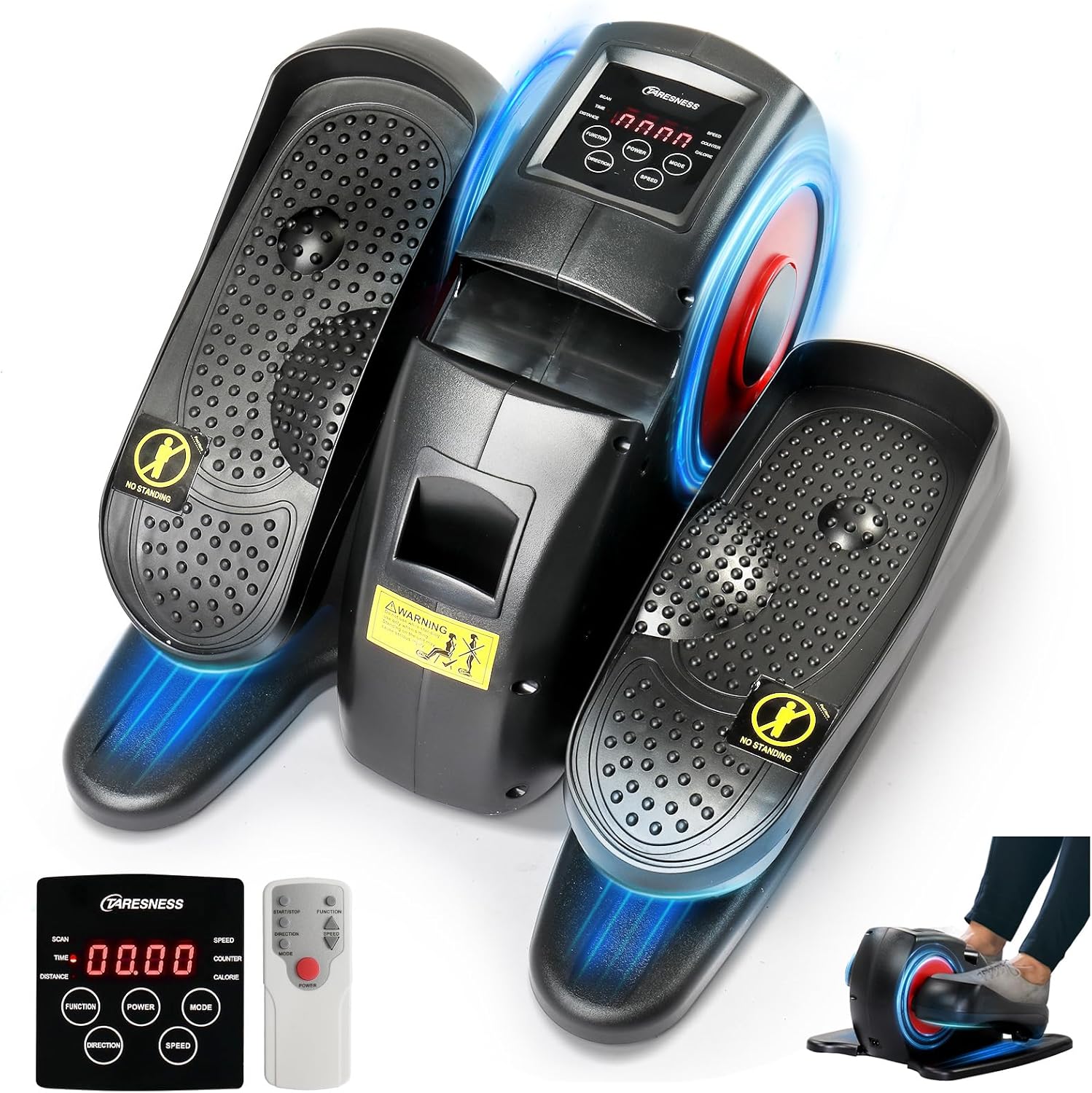 Ktaxon Electric Elliptical, Elliptical Machine Under Desk Elliptical with Remote Control, LCD Display, 5 Speed Adjustment, 3 Automatic Mode, 100% Assembled and Silent Running Red