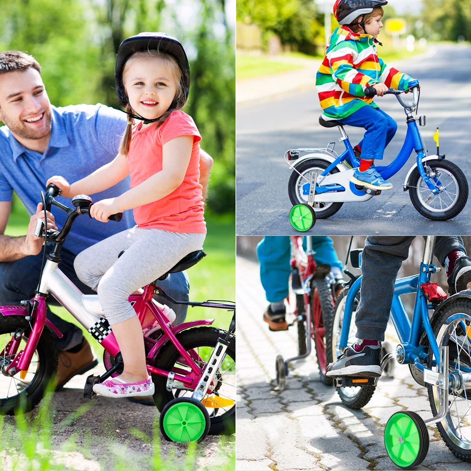 kinderfahrrad hilfsrad GOTOTOP Hilfsräder für Kinder, Universal Fahrrad Stützräder Bike Training für 12-20 Zoll Kinderfahrräder, 1 Paar Sport & Freizeit Keksdose_aus_Glas Größe:Large 56-62 cm Fahrradständer 4 Fahrräder Stahl