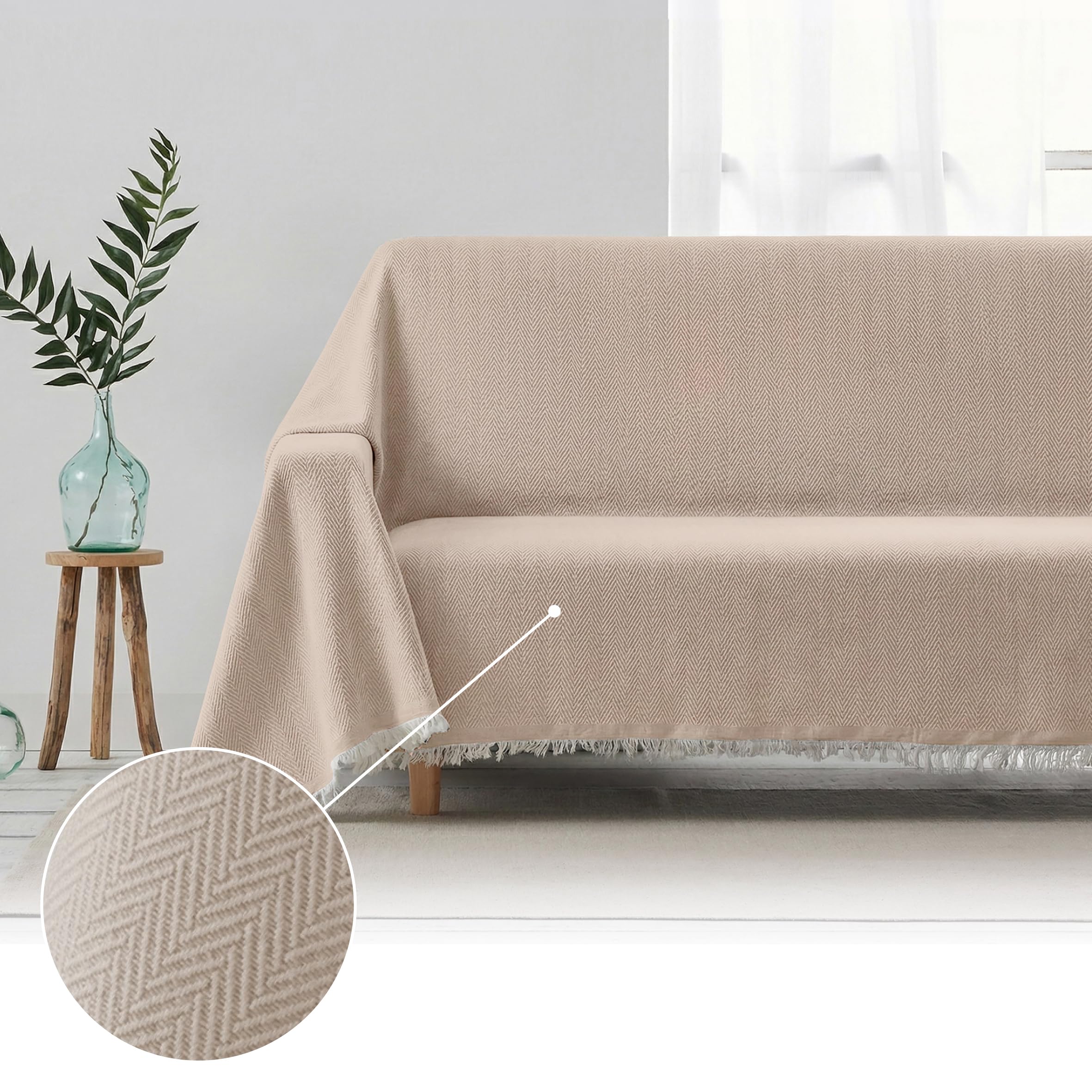 textil-home Textilhome Copridivano e Copriletto Multiuso – Telo Arredo Plaid Foulard Modello Martina, 180x285 cm, Copertura per Divano. Colore Camel, Certificato OEKO-TEX