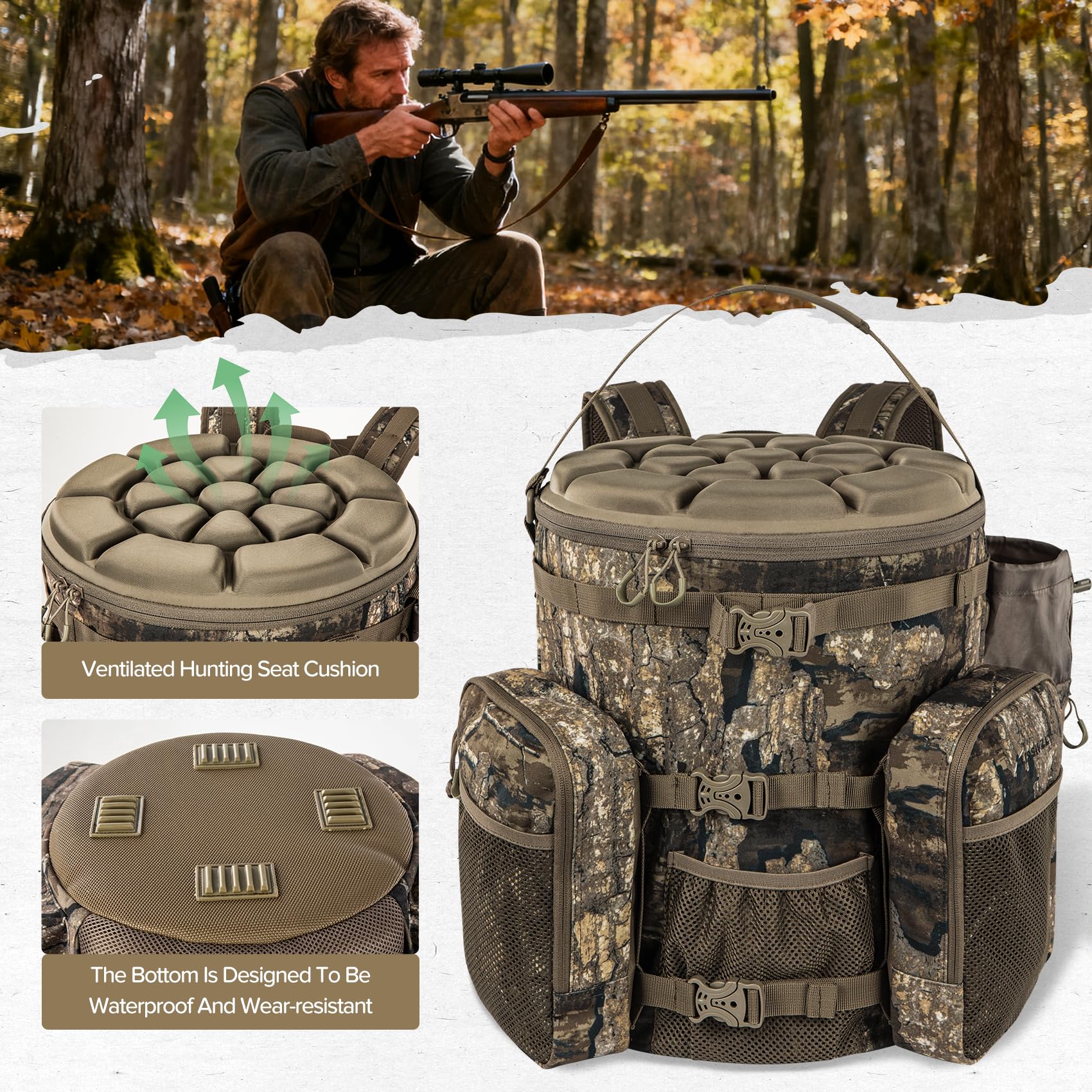 BLISSWILL Hunting Bucket Backpack - Seat Included -3