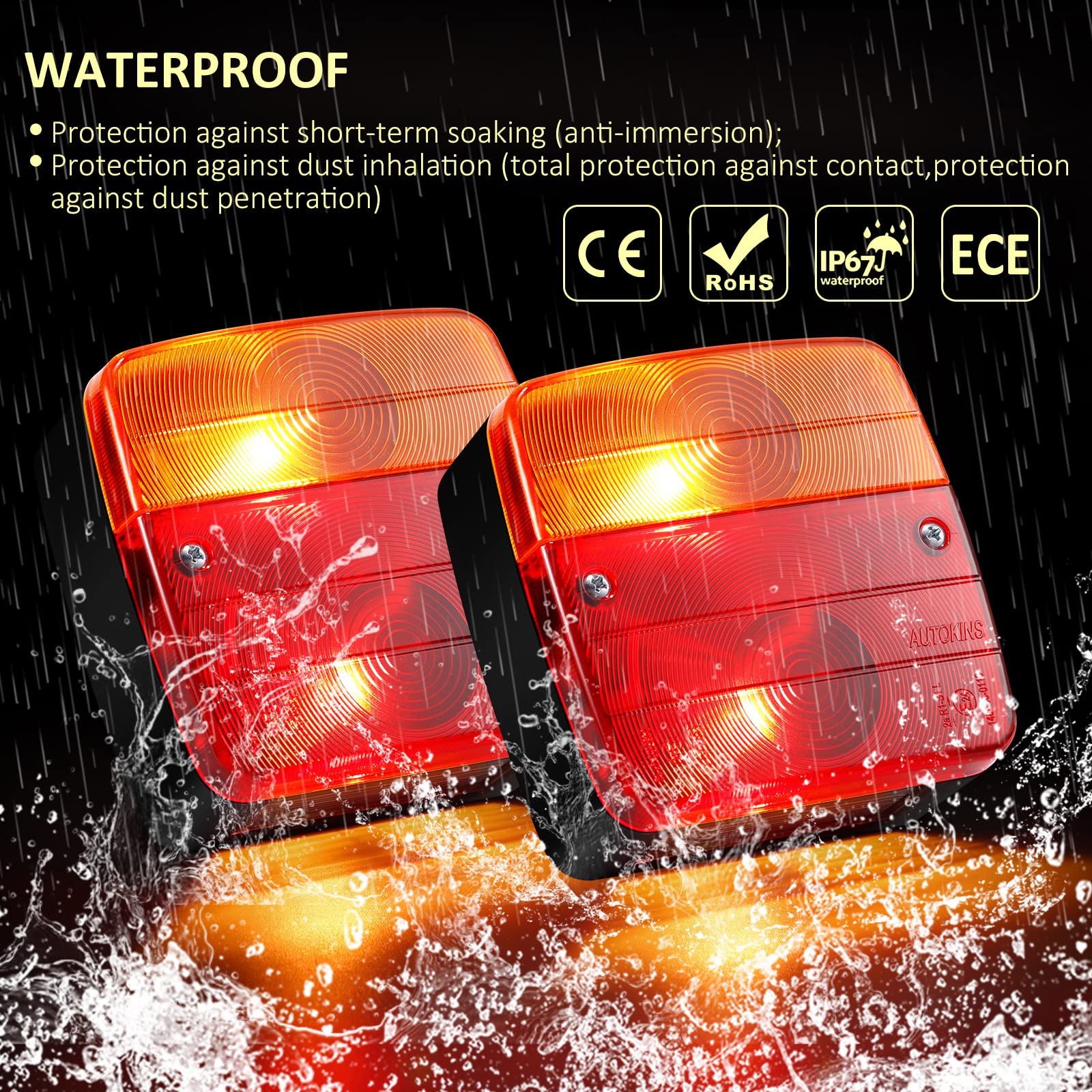 2×Luces Traseras para Remolque 40 LED y 7 Pines, Pilotos Traseros con Cable 7.35m+2.4m Magnético Juego de Luces Traseras Incandescente para Remolque, Universales 12V para Camión Caravan