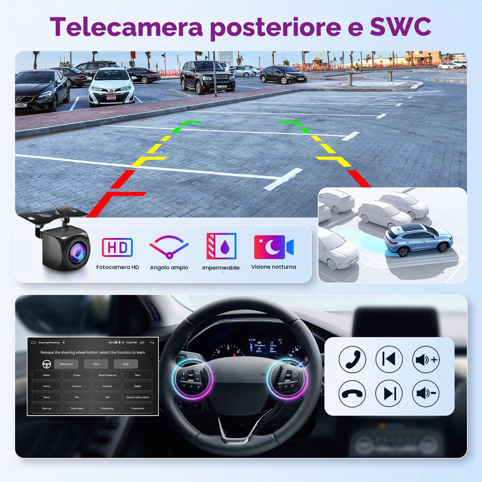 6G+128G 8-Core Autoradio per Ford Focus II mk2 Mondeo S-Max C-Max Galaxy Android Autoradio Bluetooth GPS, Hodozzy 7 Pollici Touchscreen Radio con CarPlay Wireless Android Auto, WiFi DSP FM RDS Camera