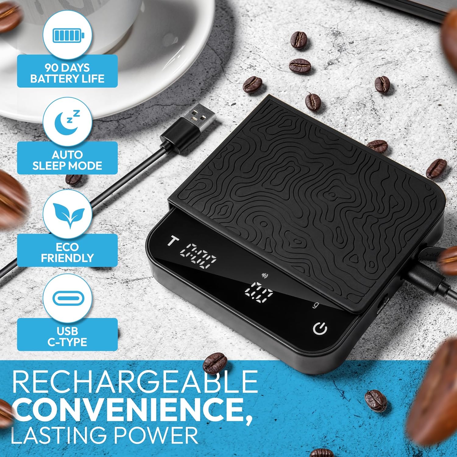 Mini Coffee Scale with Timer – Digital Barista Weight Scale with